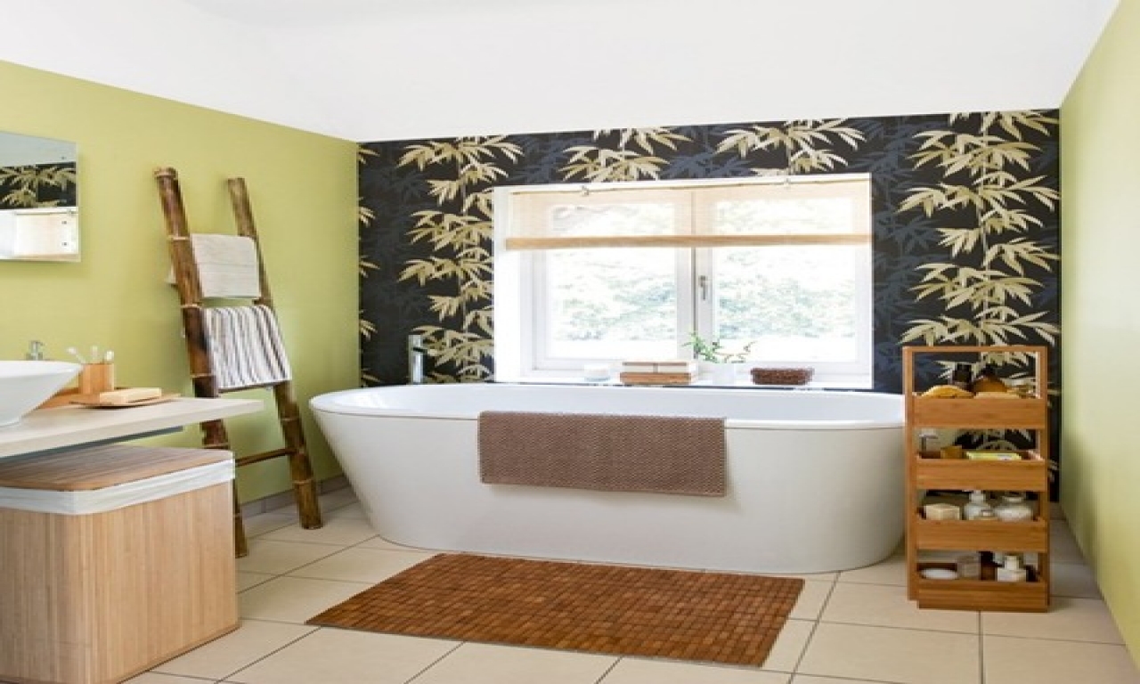 Dark Bamboo Flooring Blue Print Wallpaper Provides - Renovate A Bathroom On A Small Budget - HD Wallpaper 