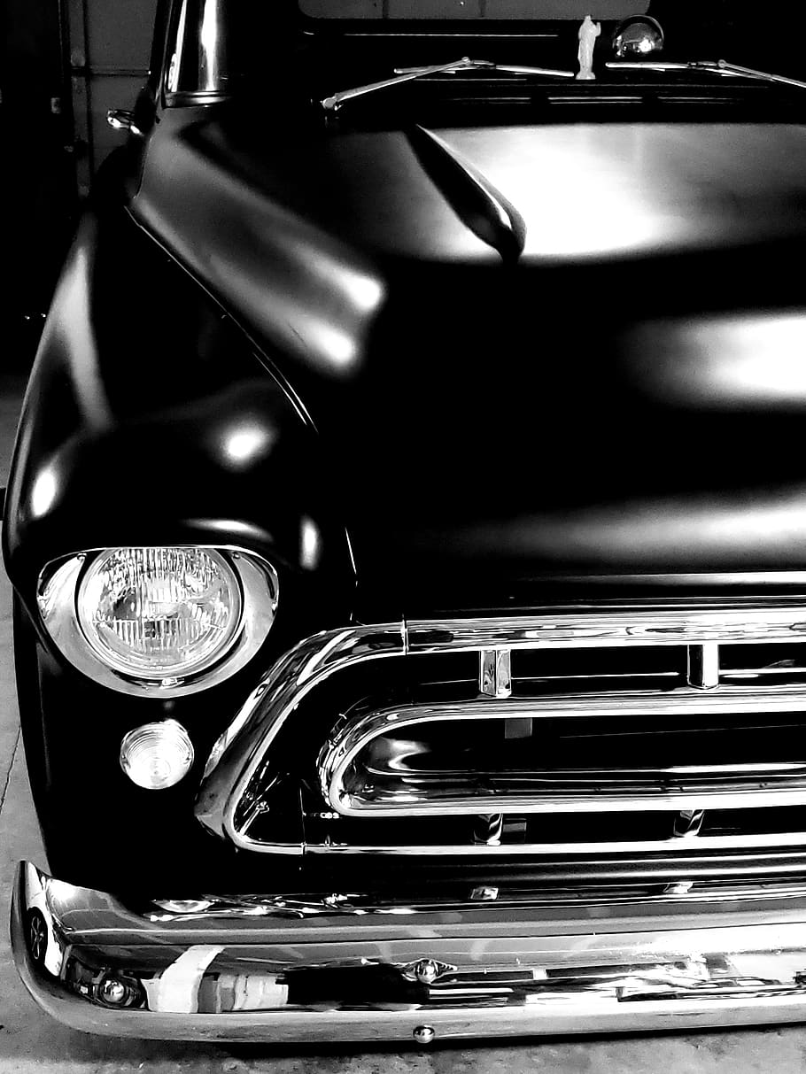 Chevy, Truck, 1957, Black, Classic, Hot Rod, Grill, - Classic Car Home Screen - HD Wallpaper 