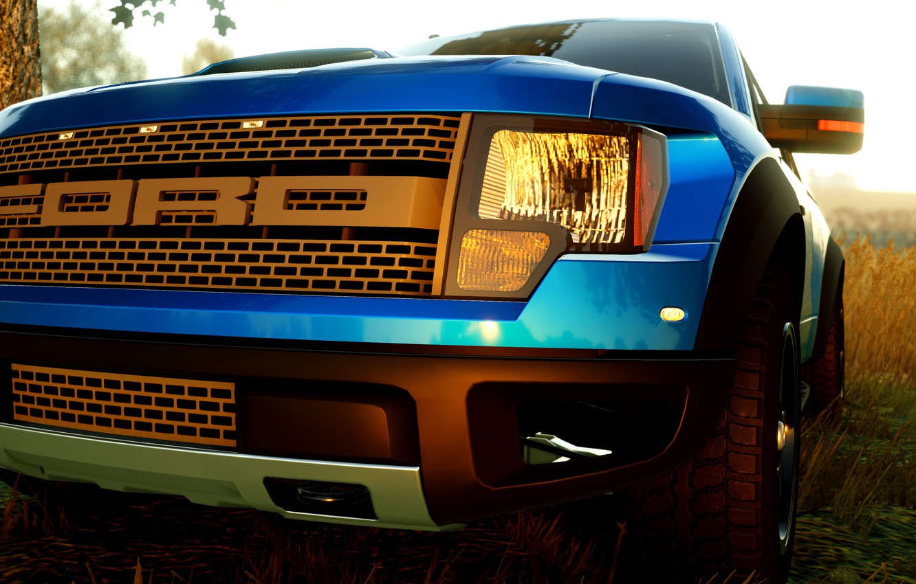 Photo Wallpaper Car, Game, Ford, Raptor, Blue, Truck, - Sport Utility Vehicle - HD Wallpaper 