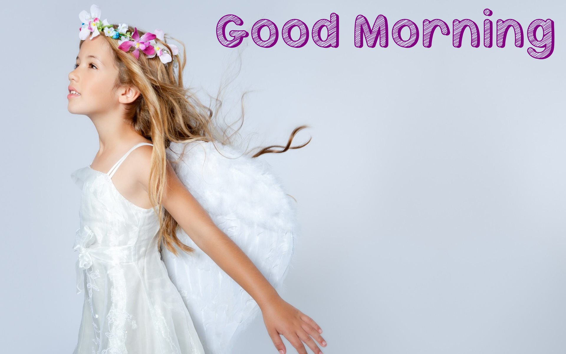 Little Cute Angel Good Morning - HD Wallpaper 