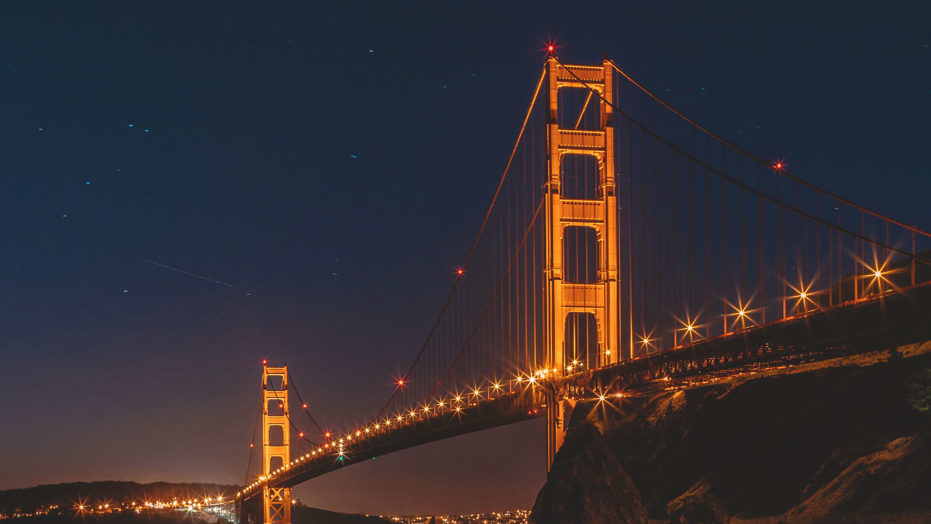 Golden Gate Bridge Night San Francisco 4k Wallpapers - Golden Gate Bridge - HD Wallpaper 