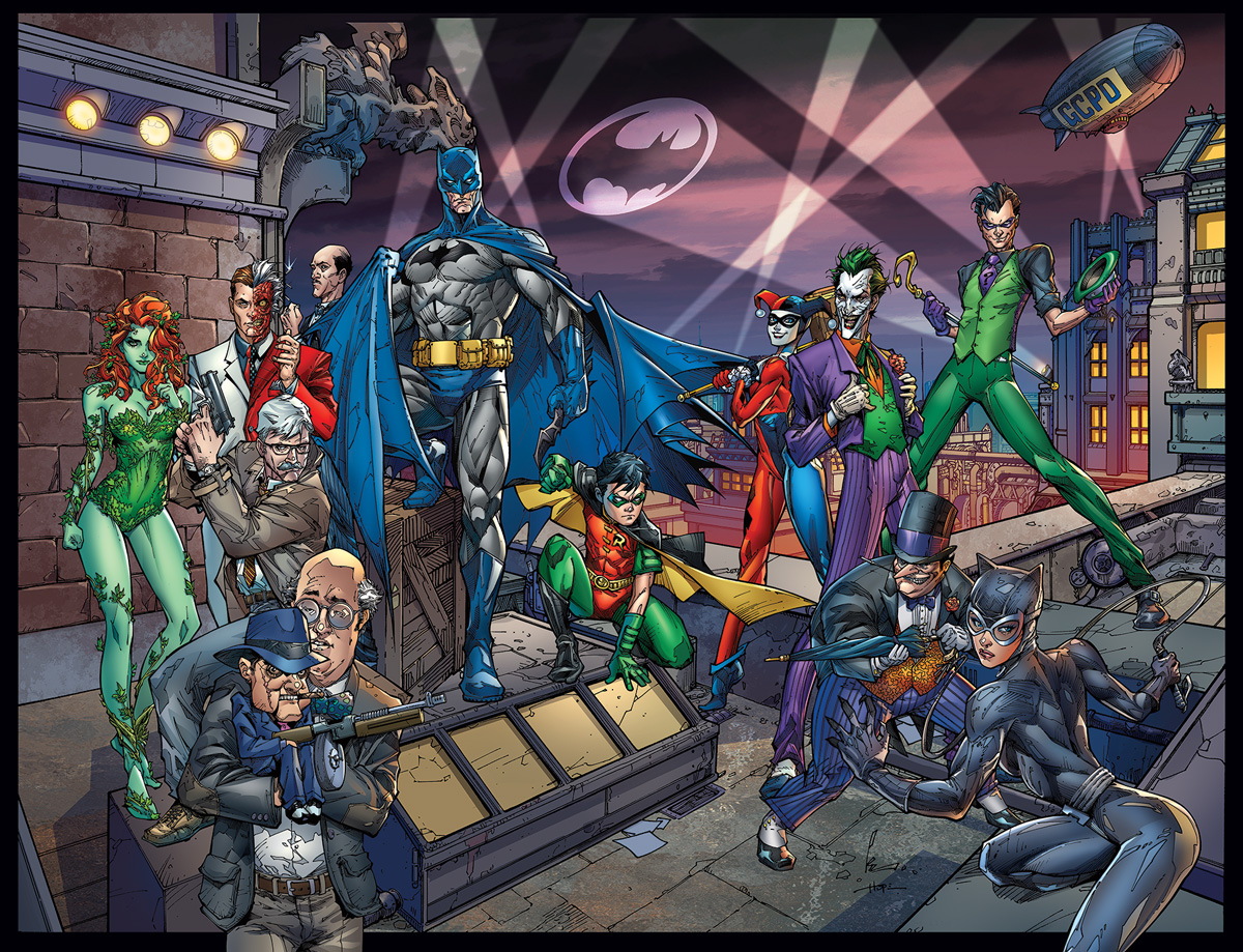 Nice Wallpapers Batman Live 1200x919px - Batman Catwoman Harley Quinn Joker Poison Ivy - HD Wallpaper 