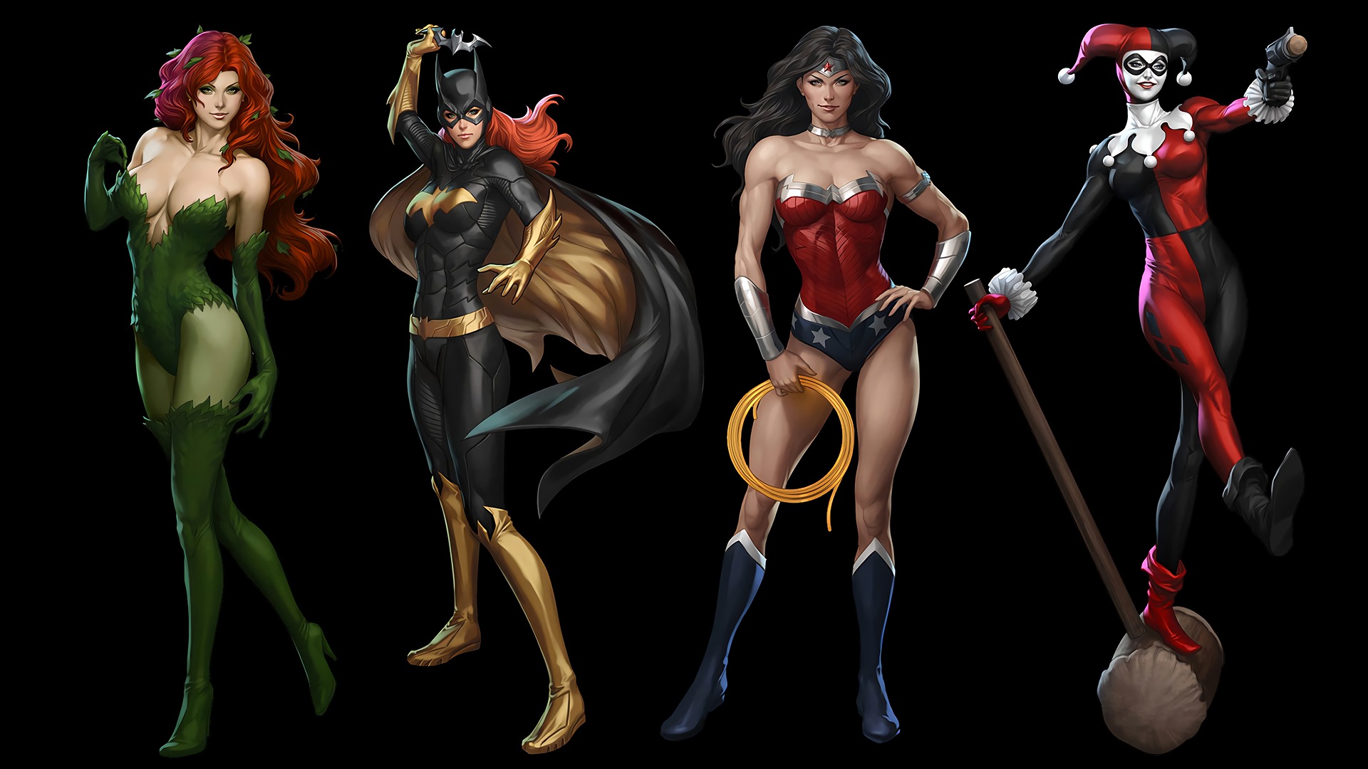Wonder Woman Poison Ivy Batgirl - HD Wallpaper 