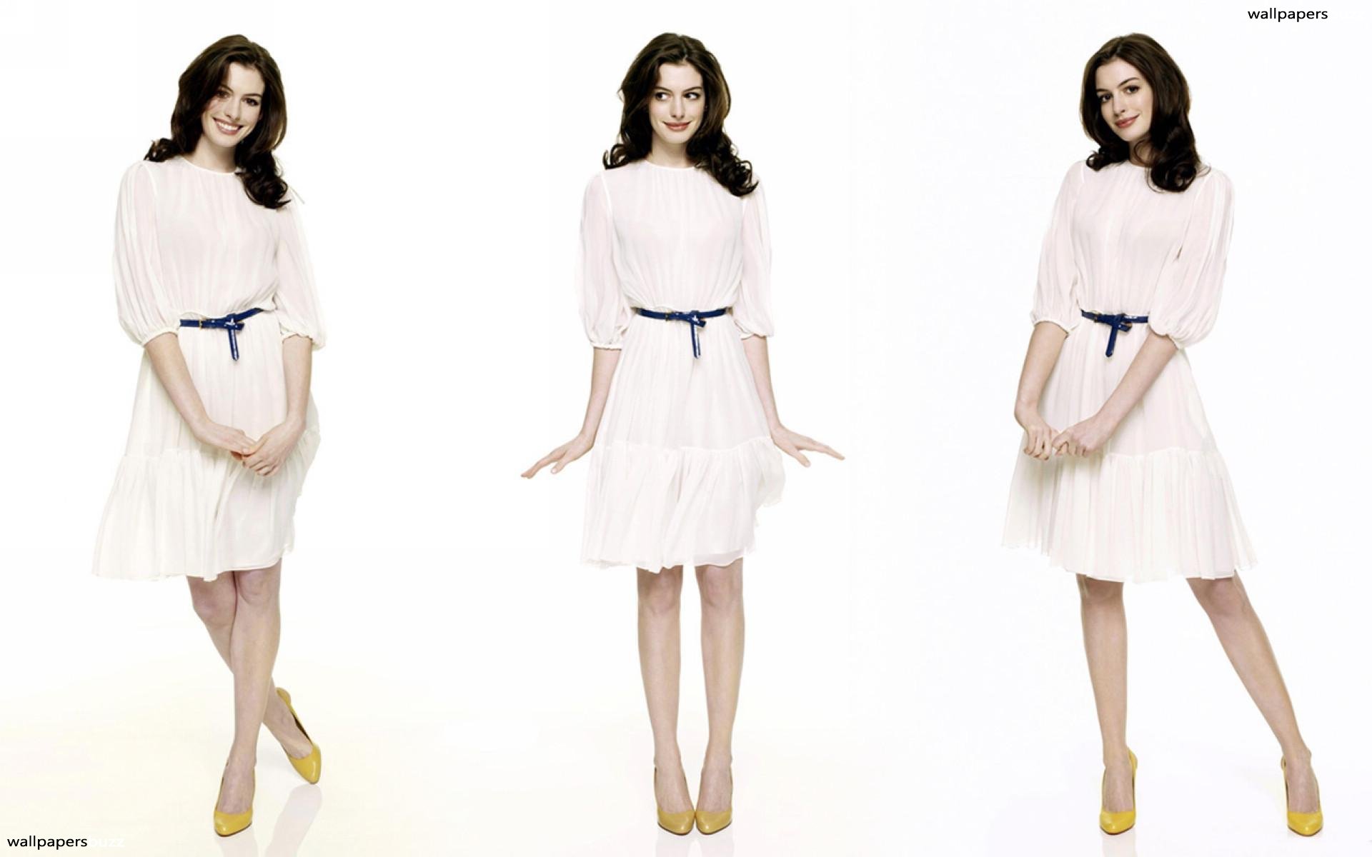 Anne Hathaway White Dress - HD Wallpaper 