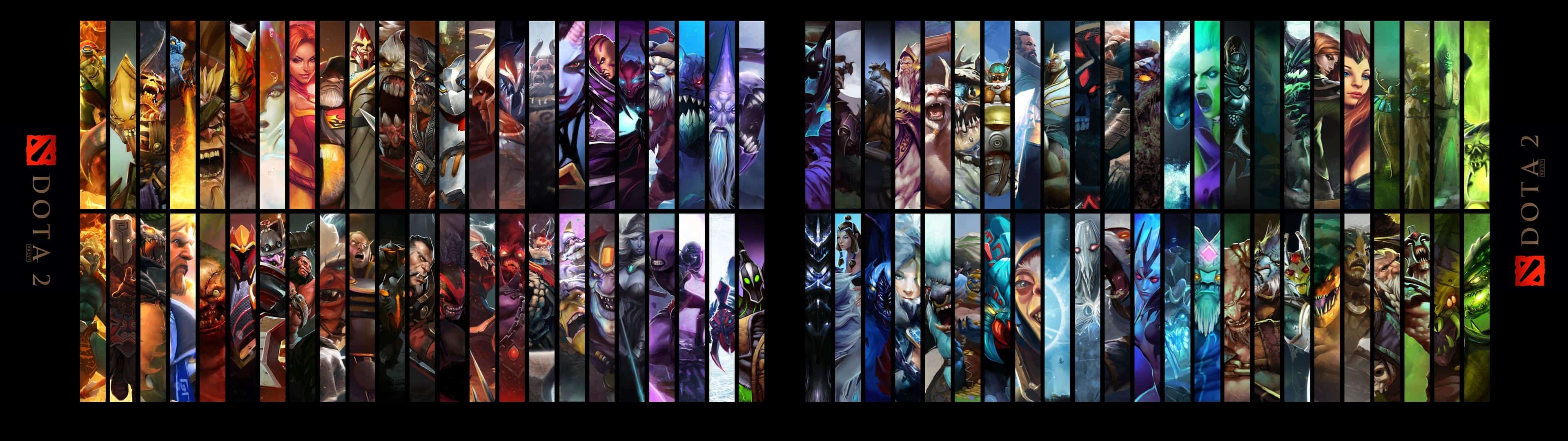Dota 2 Heroes Dual Monitor Wallpaper - Triple Monitor Wallpaper Dota 2 - HD Wallpaper 