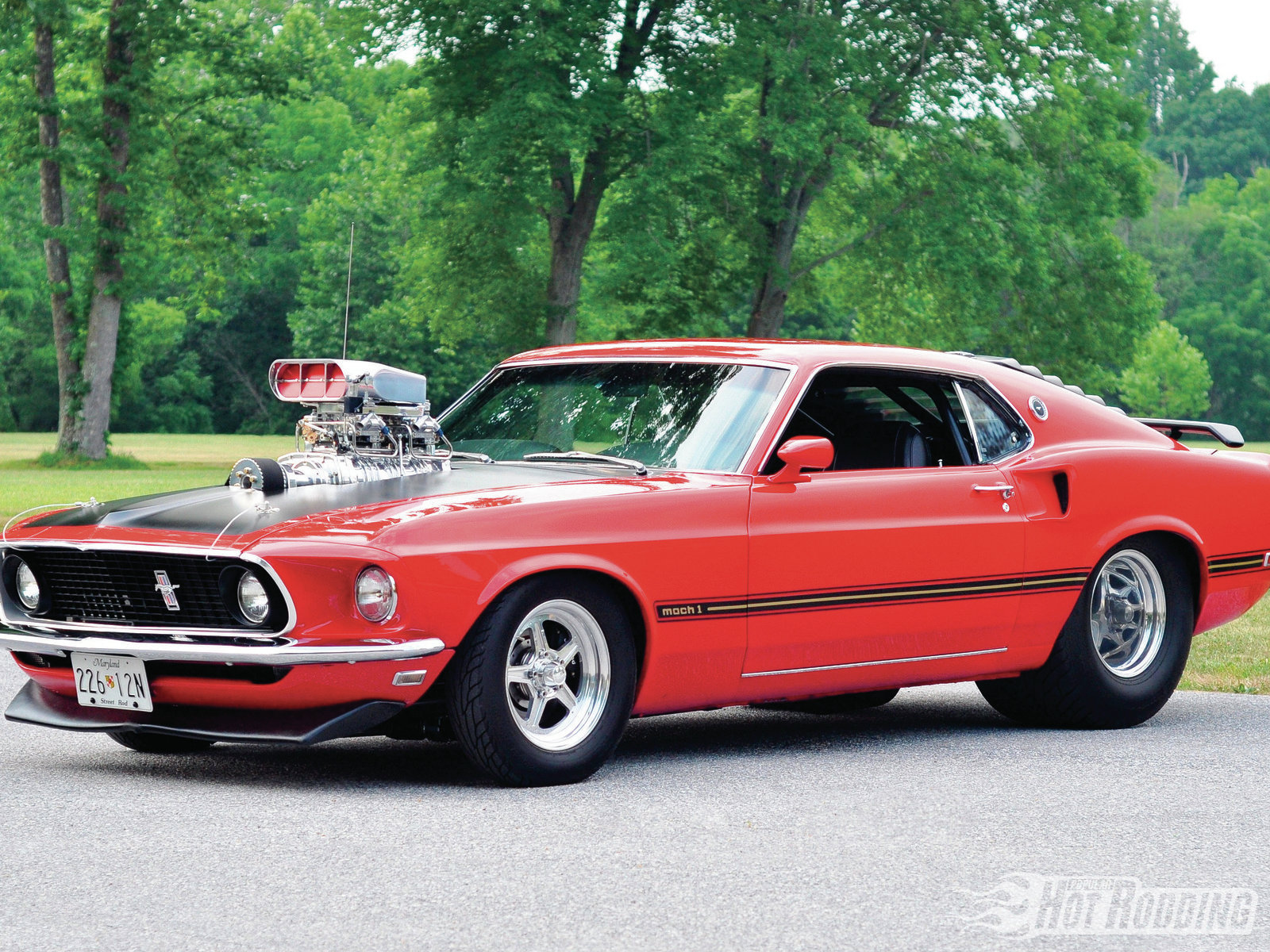 1969 Ford Mustang With Blower - HD Wallpaper 