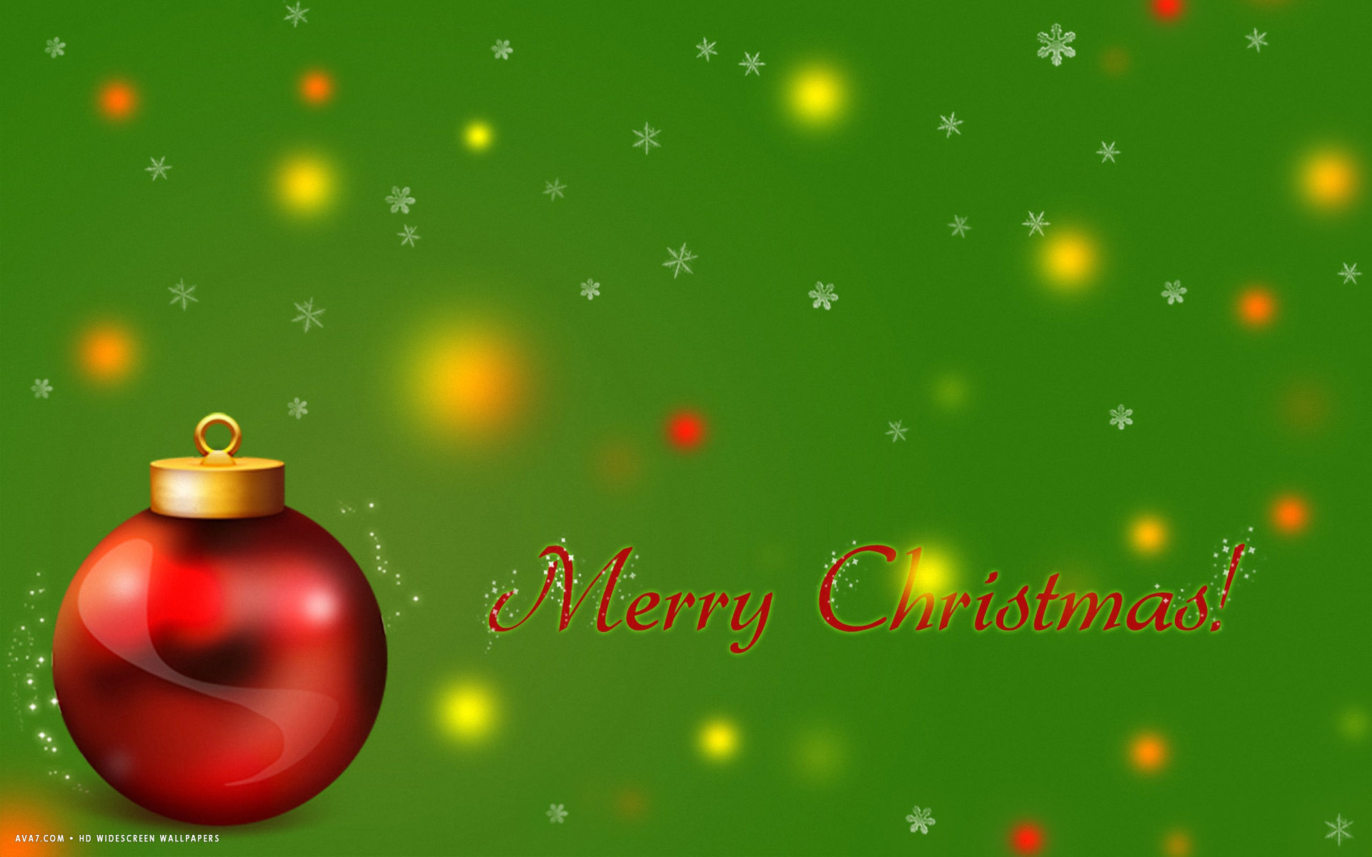 Merry Christmas Red Tree Ball Stars Snowflakes Green - Merry Christmas And Healthy New Year - HD Wallpaper 