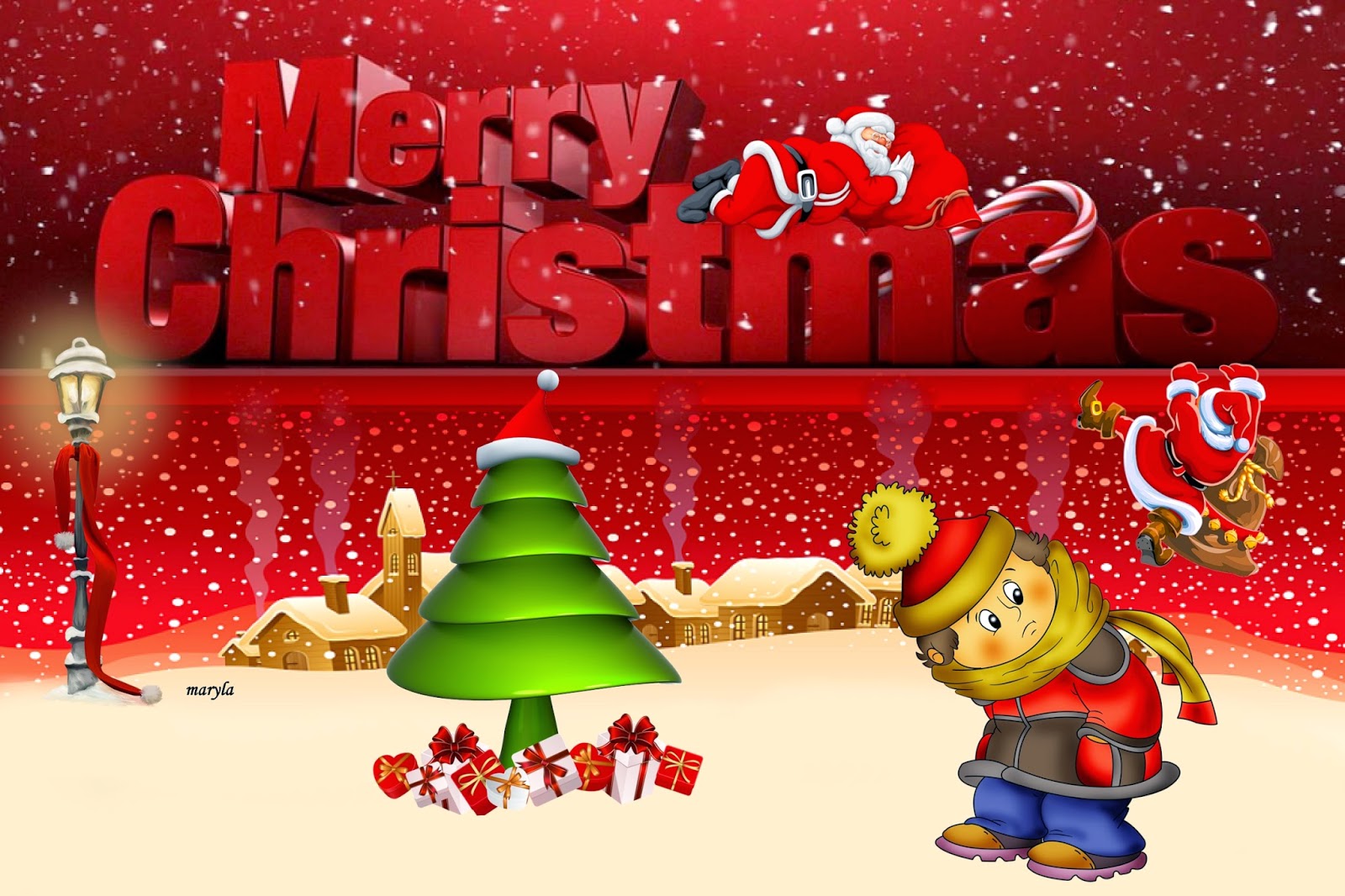 Cute Merry Christmas Background Full Hd 1080p Wallpapers - 3d Animated Merry Christmas - HD Wallpaper 