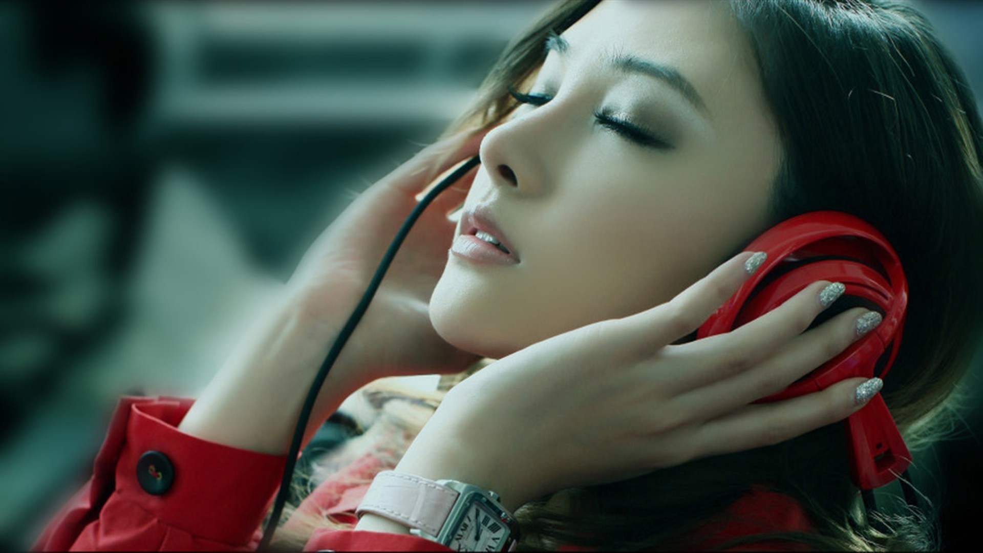 Girl With Headphones Hd - HD Wallpaper 
