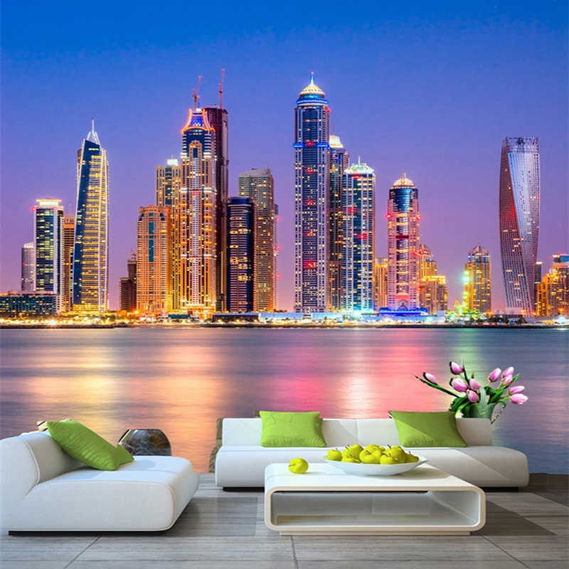 Custom 3d Wall Mural Wallpaper Beautiful Dubai City - HD Wallpaper 