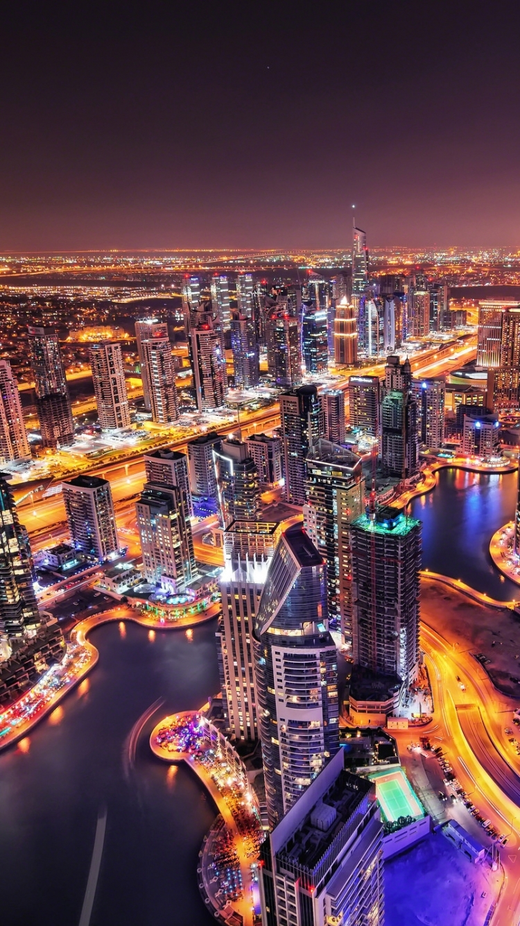 Dubai Night Lights - HD Wallpaper 