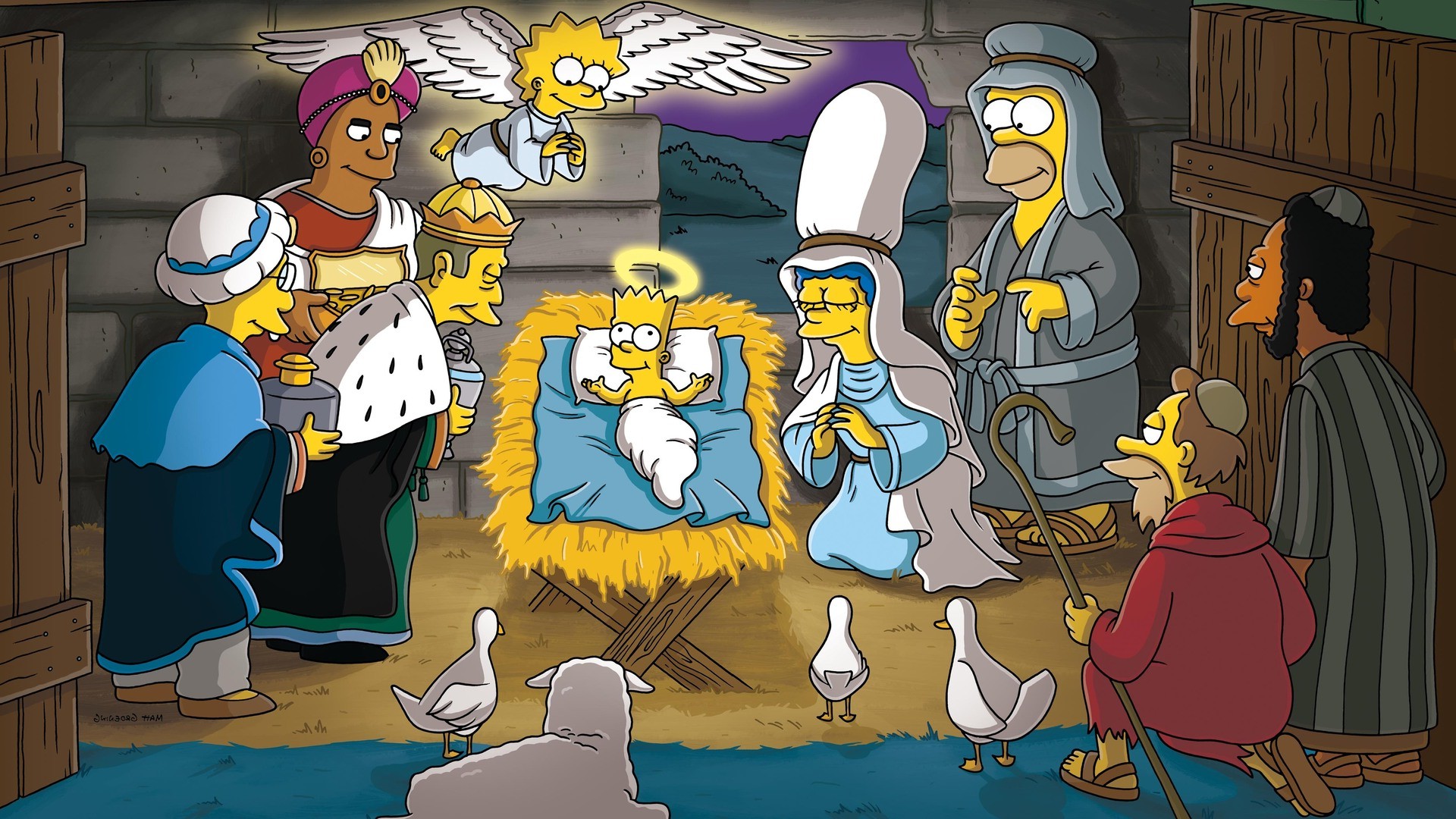 Christmas Wallpaper Simpsons - HD Wallpaper 