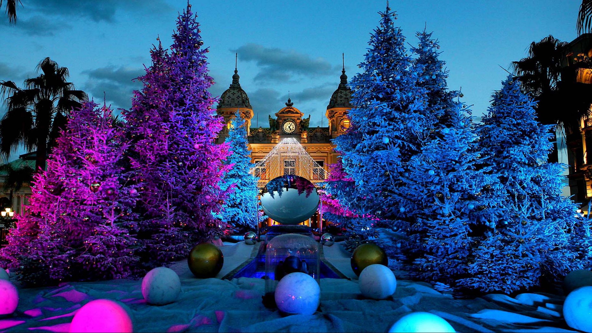 Wallpaper Christmas Tree, Monte Carlo, Monaco - Monaco Christmas - HD Wallpaper 