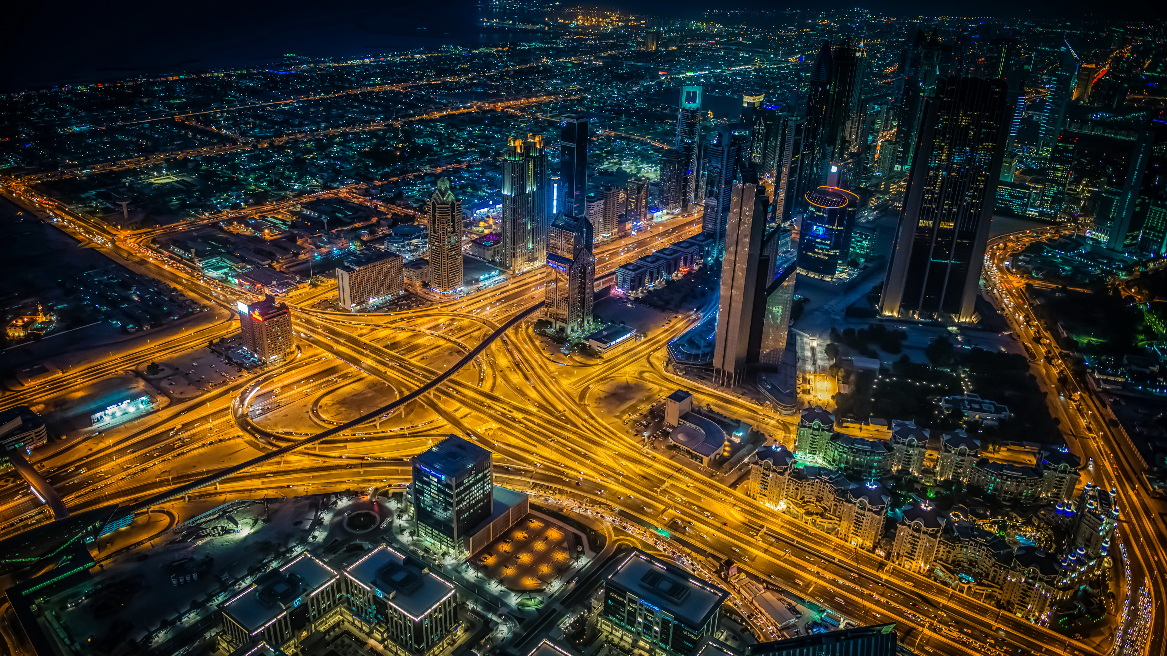 Dubai Building Lights Skycrappers 4k - Burj Khalifa - HD Wallpaper 