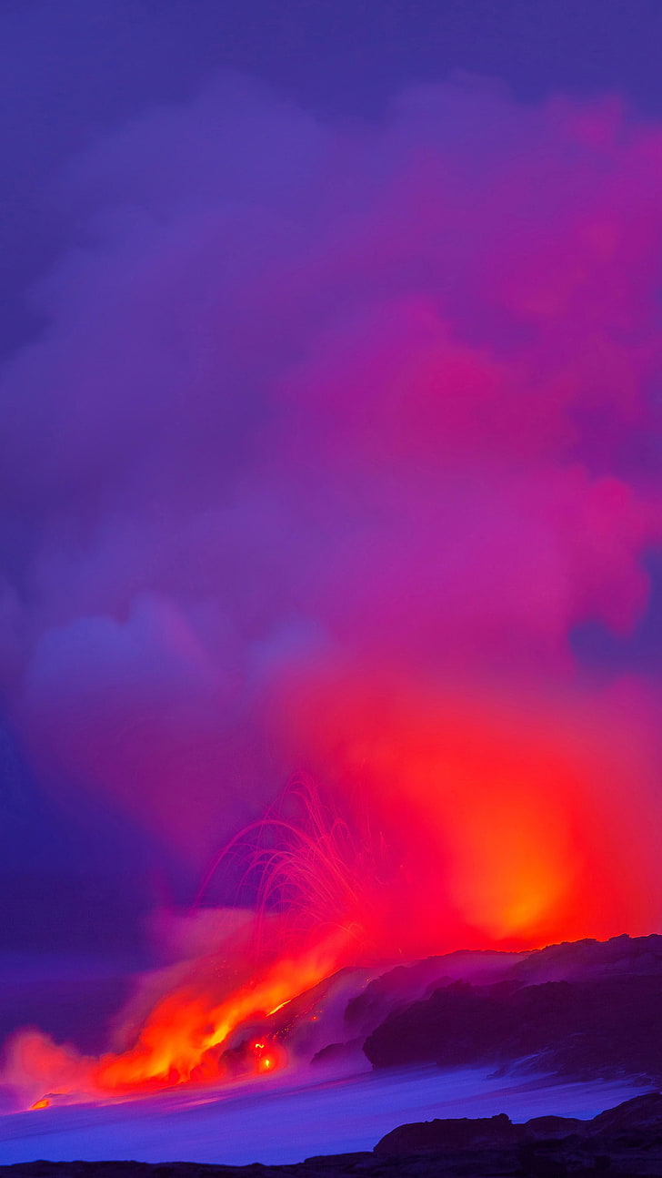 Red Magma, Landscape, Volcano, Lava, Beauty In Nature, - Lava Mobile  Wallpaper Hd - 728x1294 Wallpaper 