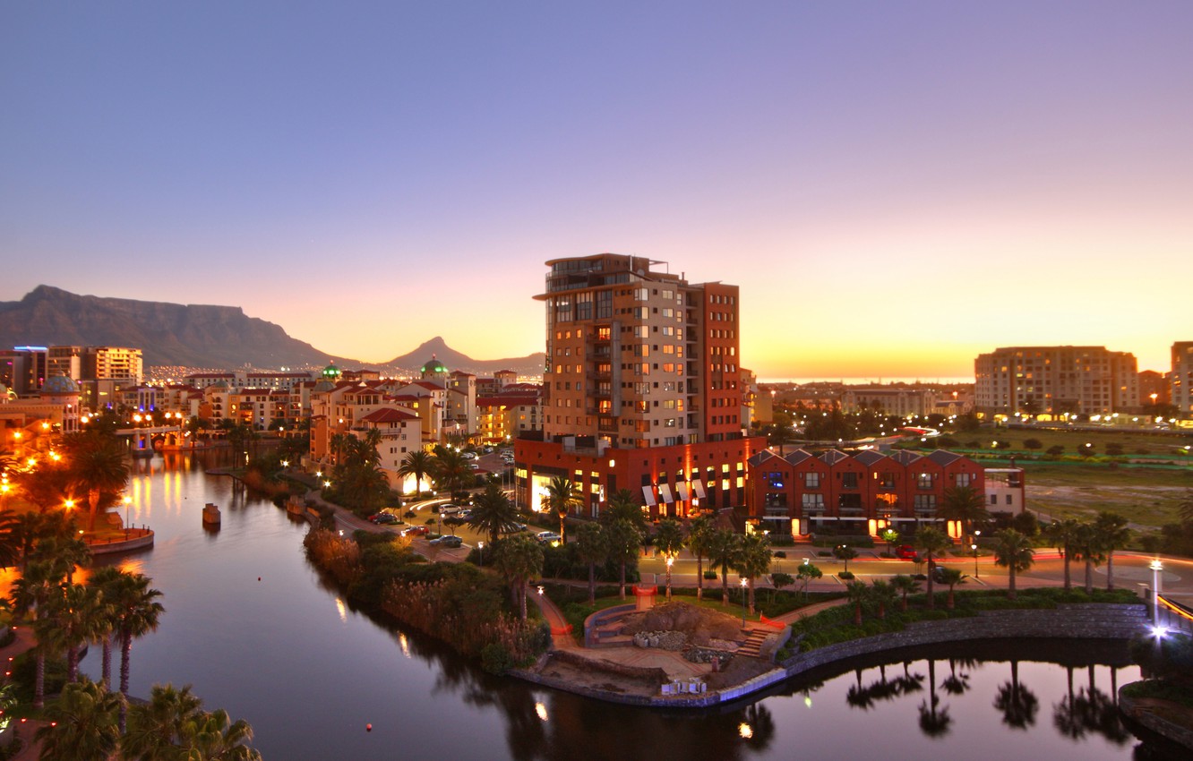 Photo Wallpaper South Africa, Cape Town, Esplanade - Cape Town City By  Night - 1332x850 Wallpaper - teahub.io