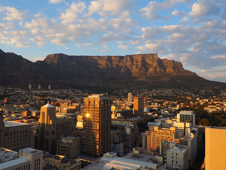 City Skyline Photography Of Buildings, South Africa, - Table Mountain - HD Wallpaper 