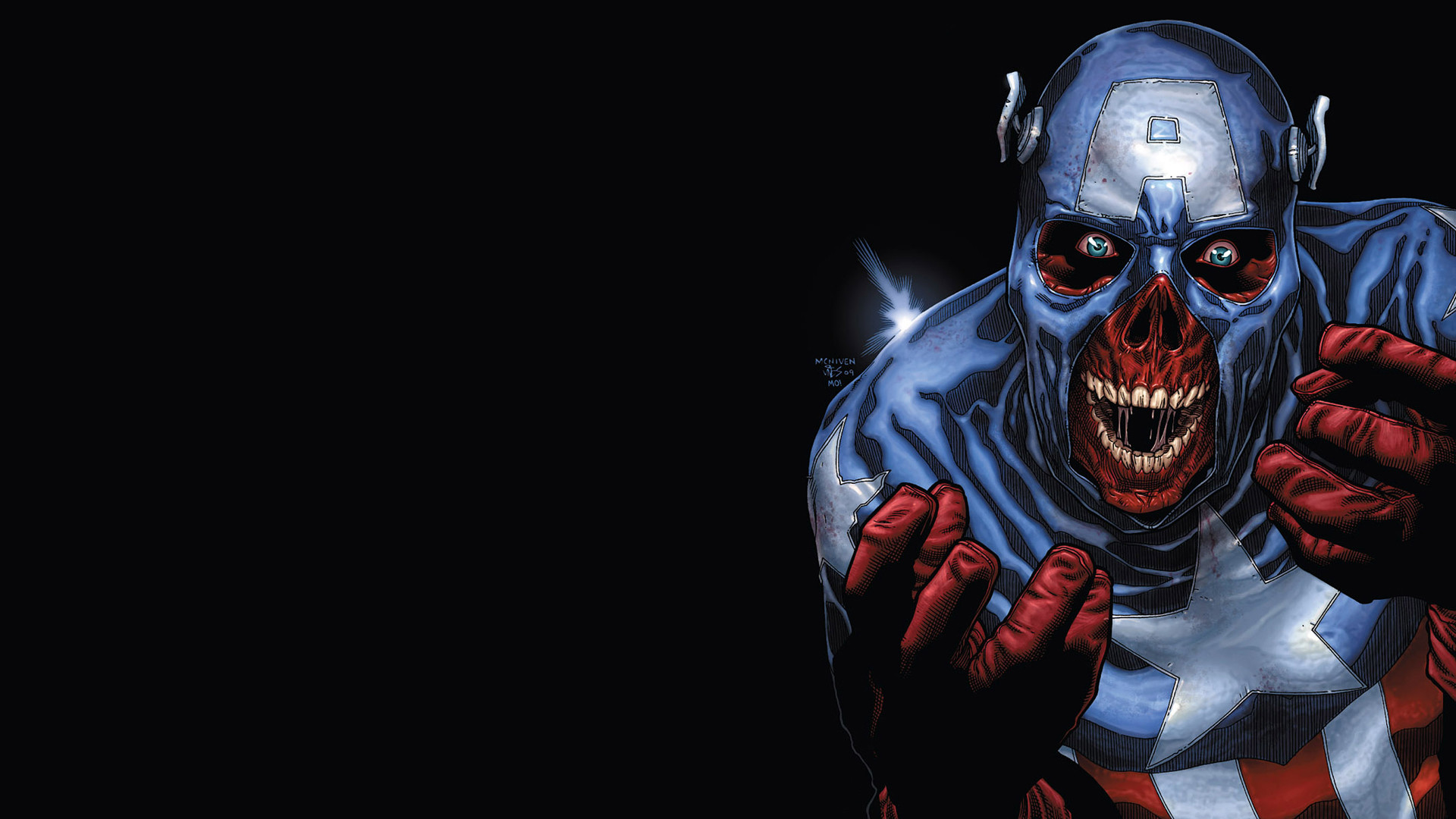 Preview Wallpaper Captain America, Marvel, Zombie Art - Red Skull Captain America Mask - HD Wallpaper 