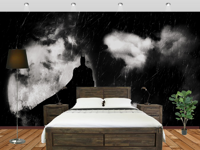 Batman Moonlight Superhero Night Wall Mural Bedroom - World Map Wallpaper Hd Bedroom - HD Wallpaper 