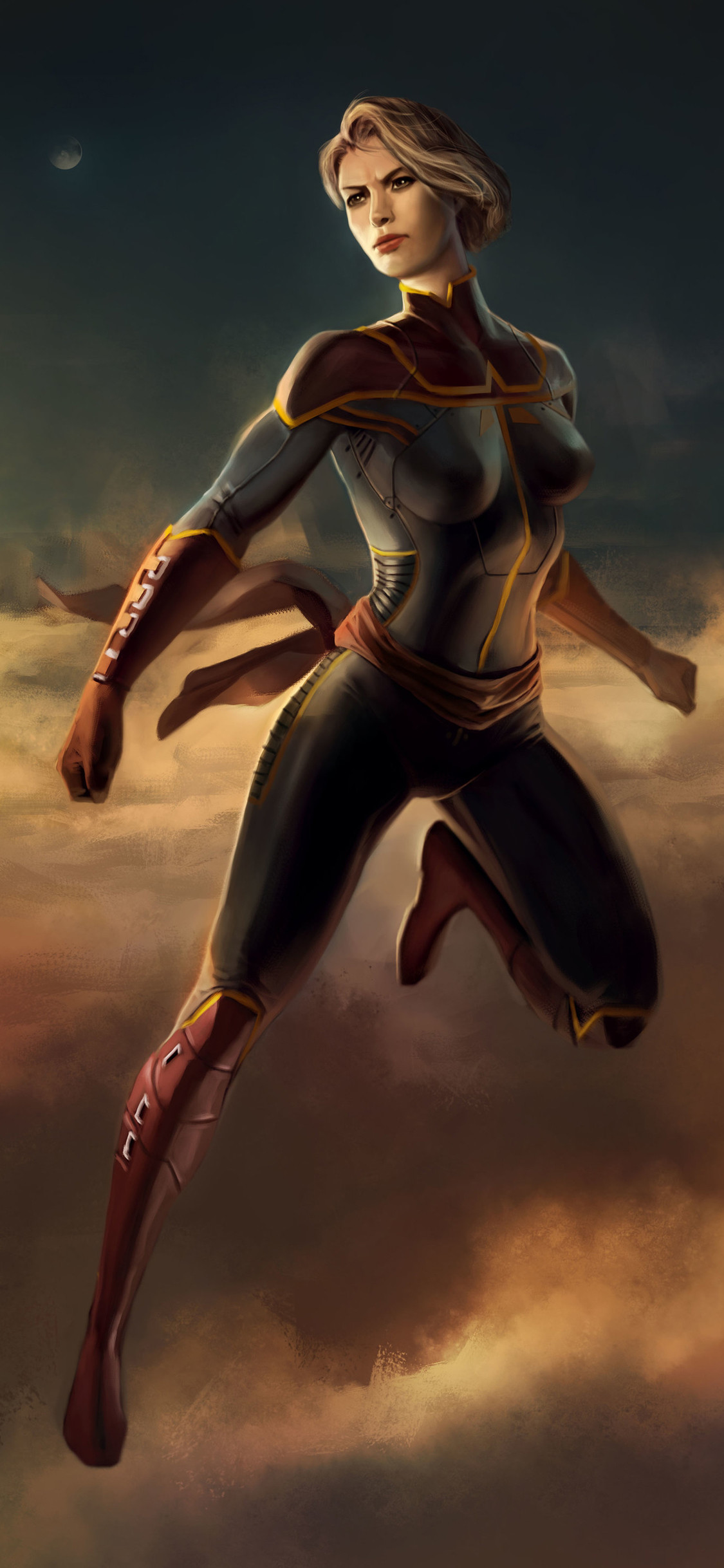 1125x2436, Captain Marvel Art Di 
 Data Id 116834 
 - Captain Marvel Wallpaper Hd Comic - HD Wallpaper 