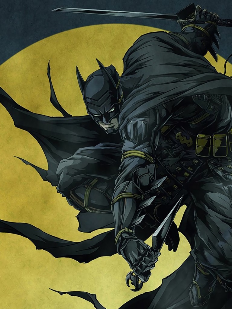 Batman, Artwork, Ninja, Moon - Batman Ninja - HD Wallpaper 