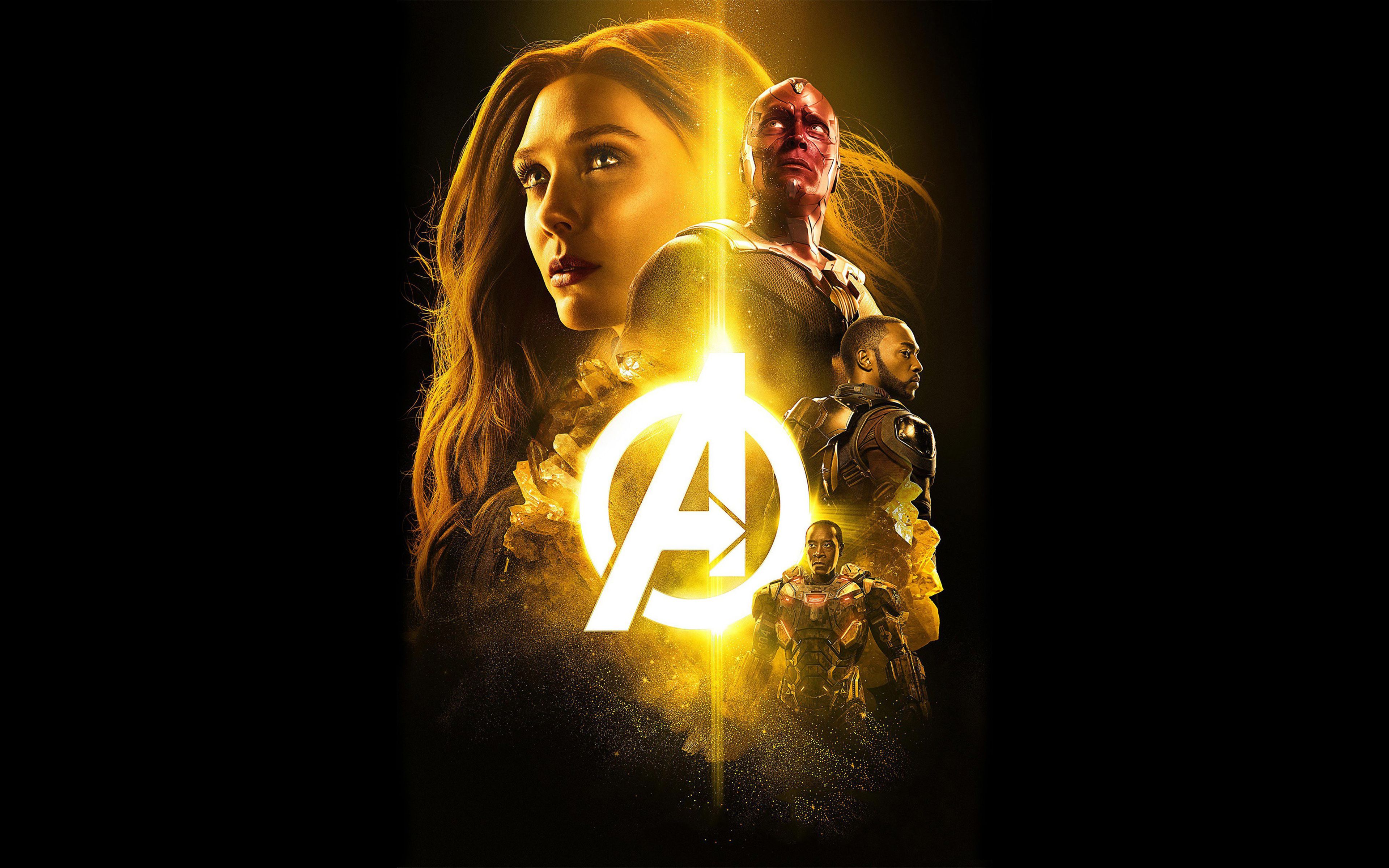 Scarlet Witch Vision Falcon Marvel Avengers Super Hero - Avengers Infinity War Elizabeth Olsen Poster - HD Wallpaper 