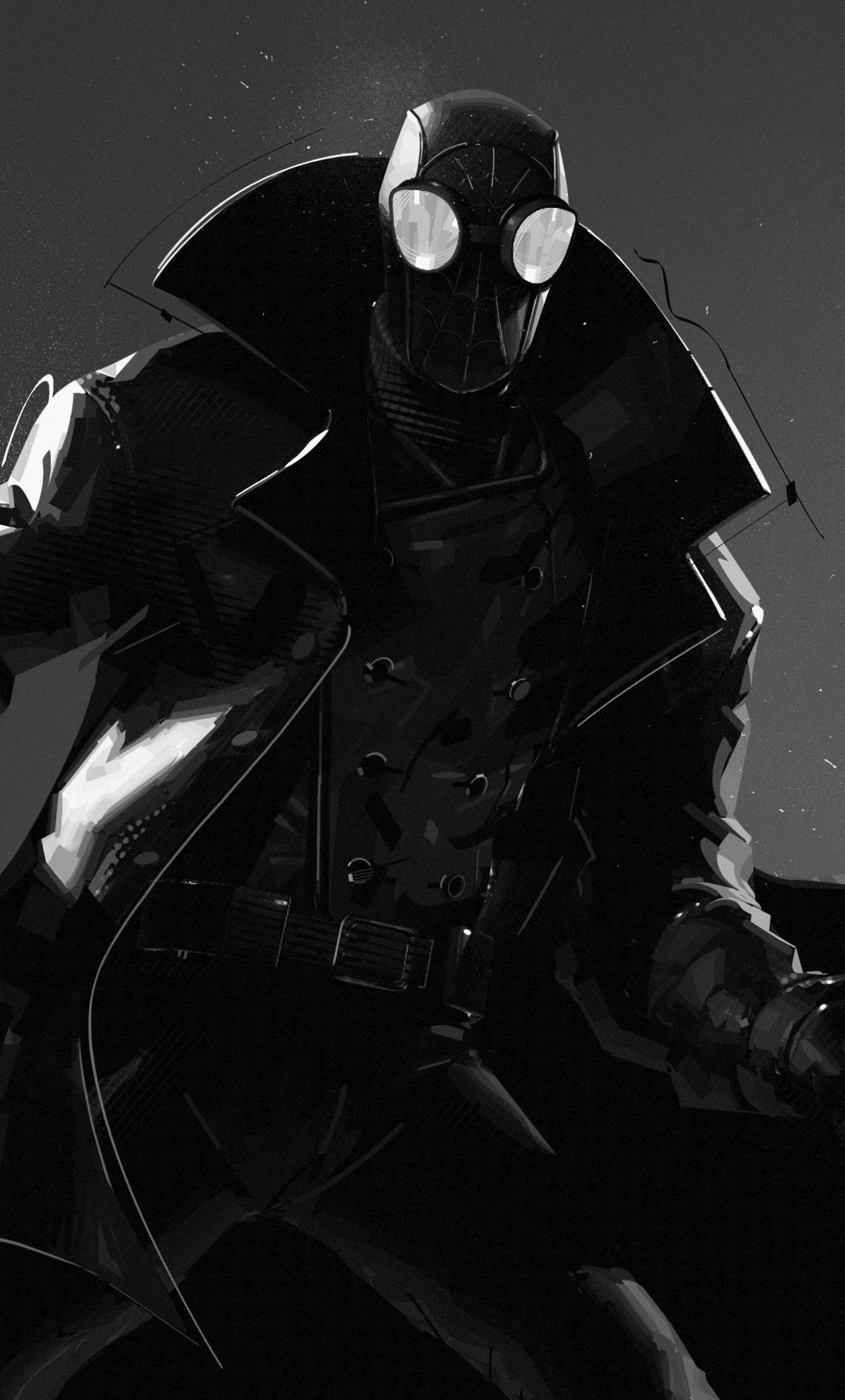 Spider-man Noir, Bw, Monochrome, Superhero, Wallpaper - Spider Noir Into The Spider Verse - HD Wallpaper 