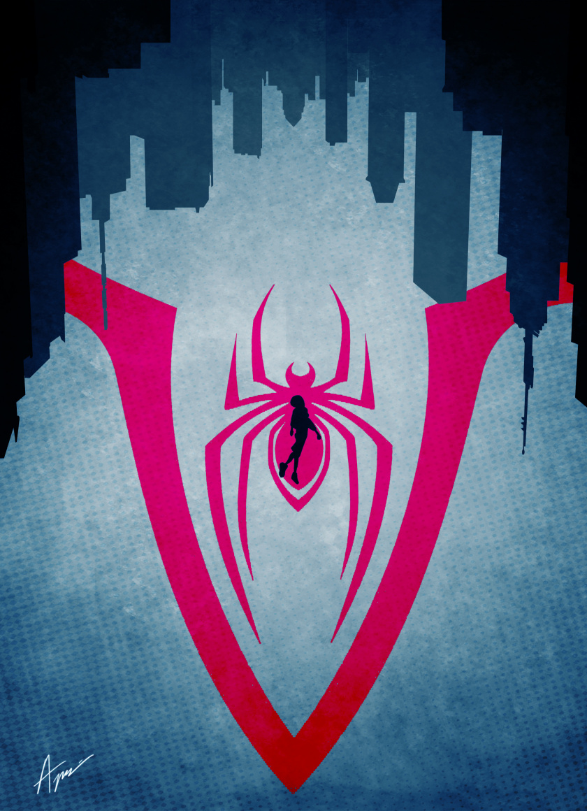 Into The Spider Verse, Spider Man, Illustrated Poster, - Spider Man Background Hd - HD Wallpaper 