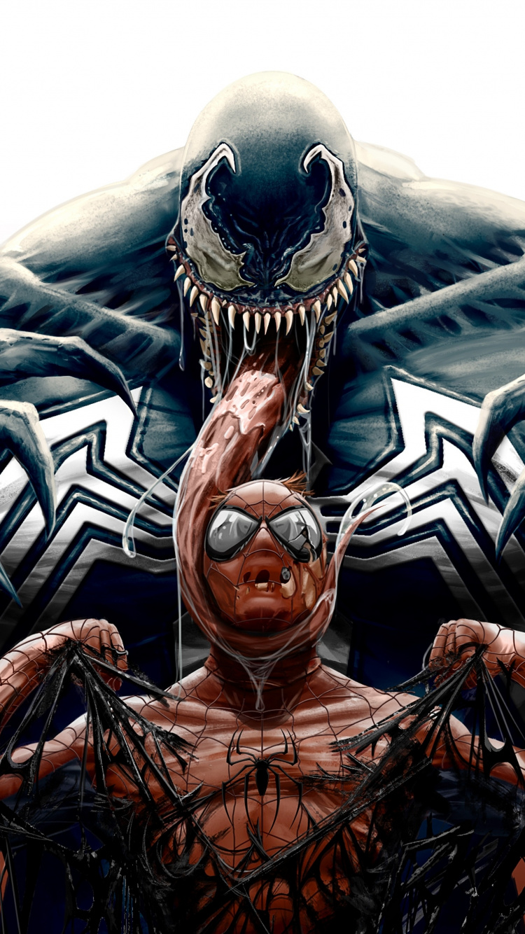 Spider Man Venom Marvel Comics Superheroes Art Iphone Marvel Wallpaper 4k 750x1334 Wallpaper Teahub Io