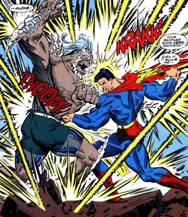 The Death Of Superman Backgrounds, Compatible - Superman Vs Doomsday Comic - HD Wallpaper 