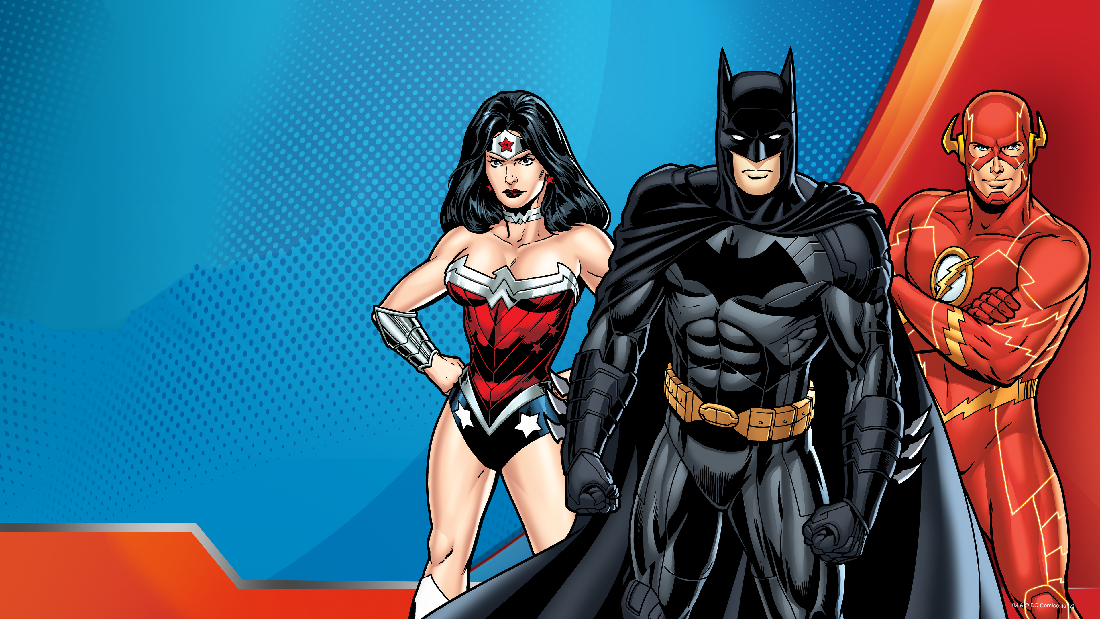 Batman Flash Wonder Woman Dc Superheroes Comic Art - Flash Batman And Wonderwoman - HD Wallpaper 