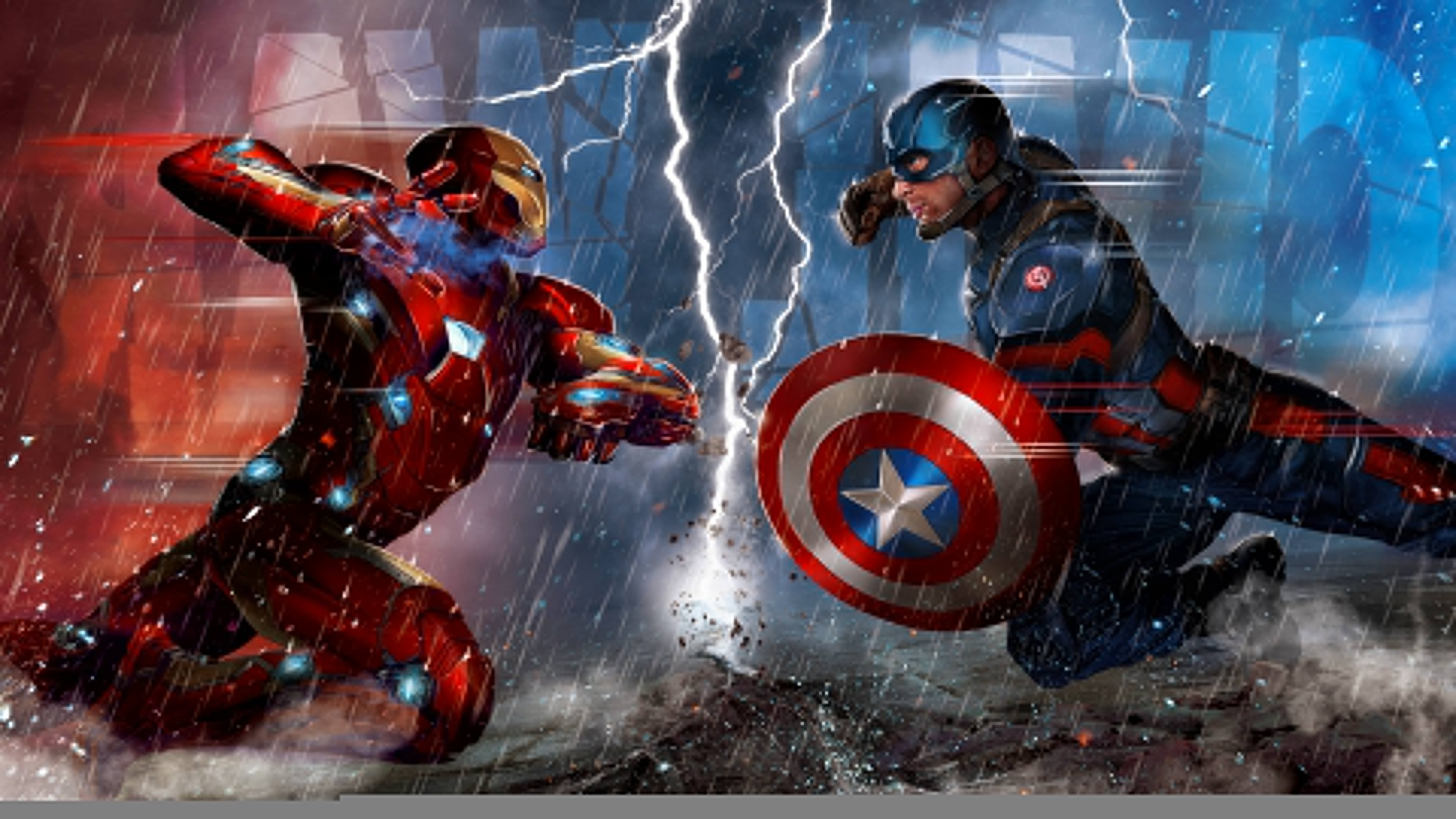 Captain America Vs Iron Man Art - HD Wallpaper 