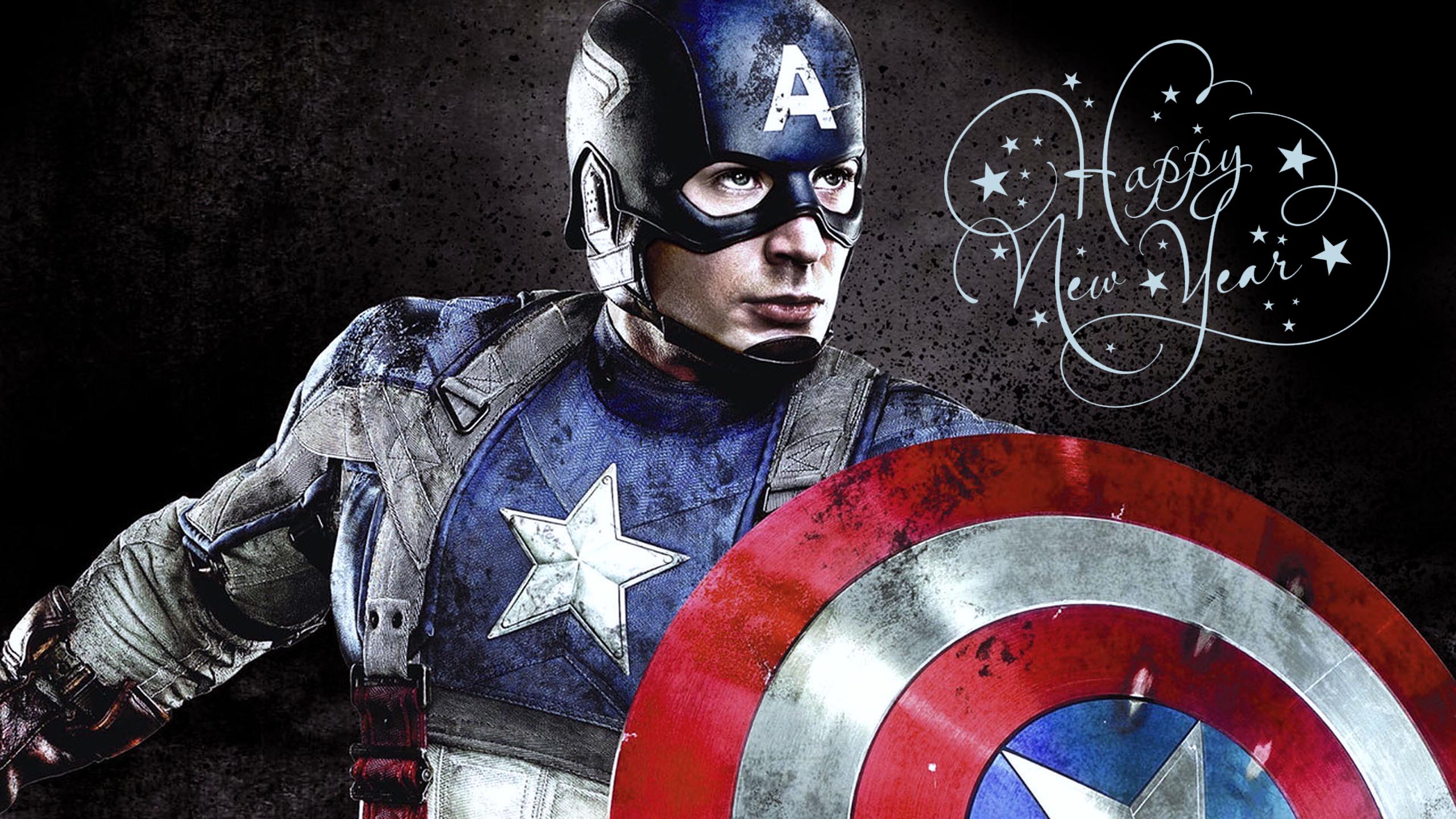 Happy New Year Greetings Super Hero Captain America - Captain America New Year - HD Wallpaper 