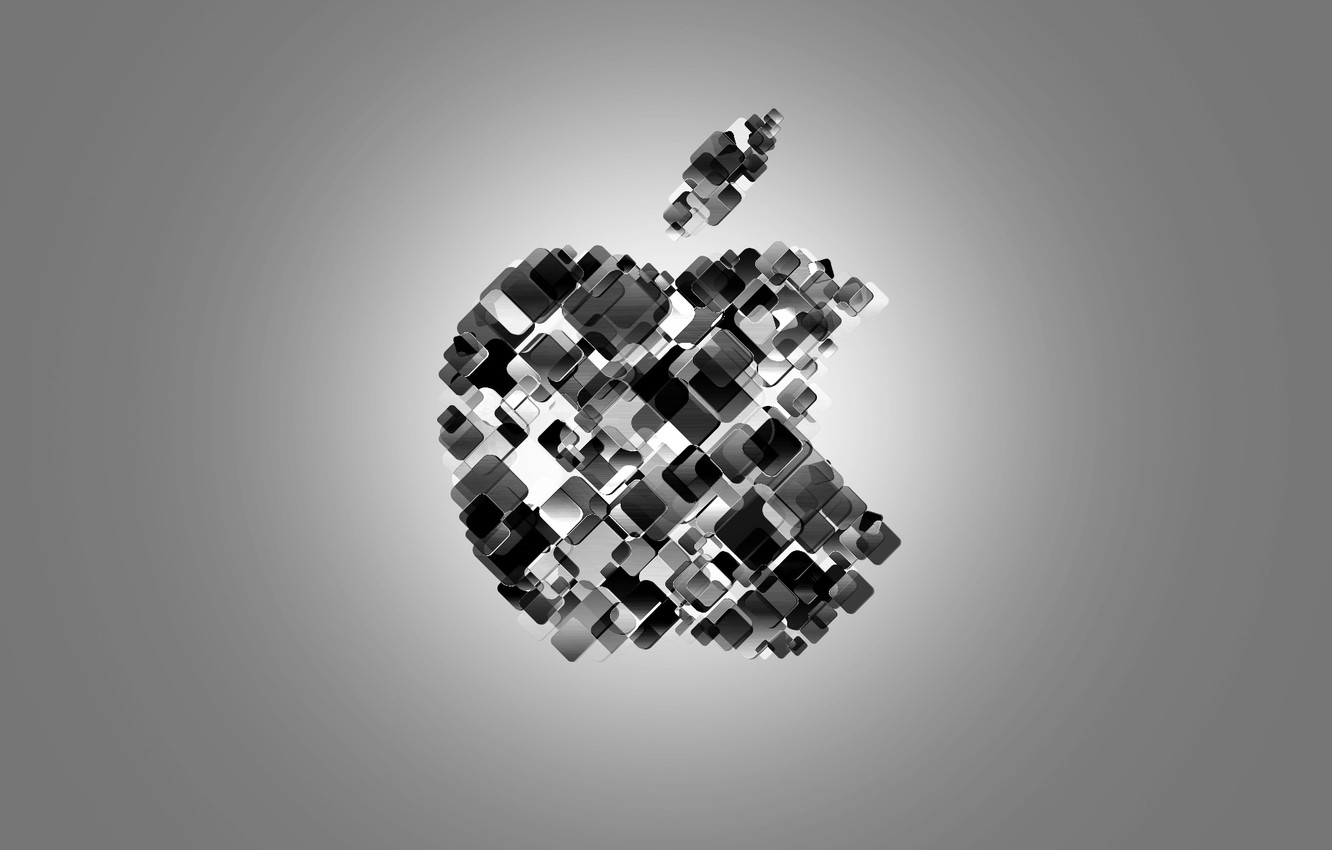 Photo Wallpaper Black & White, Apple, Apple, Minimalism, - Monochrome - HD Wallpaper 