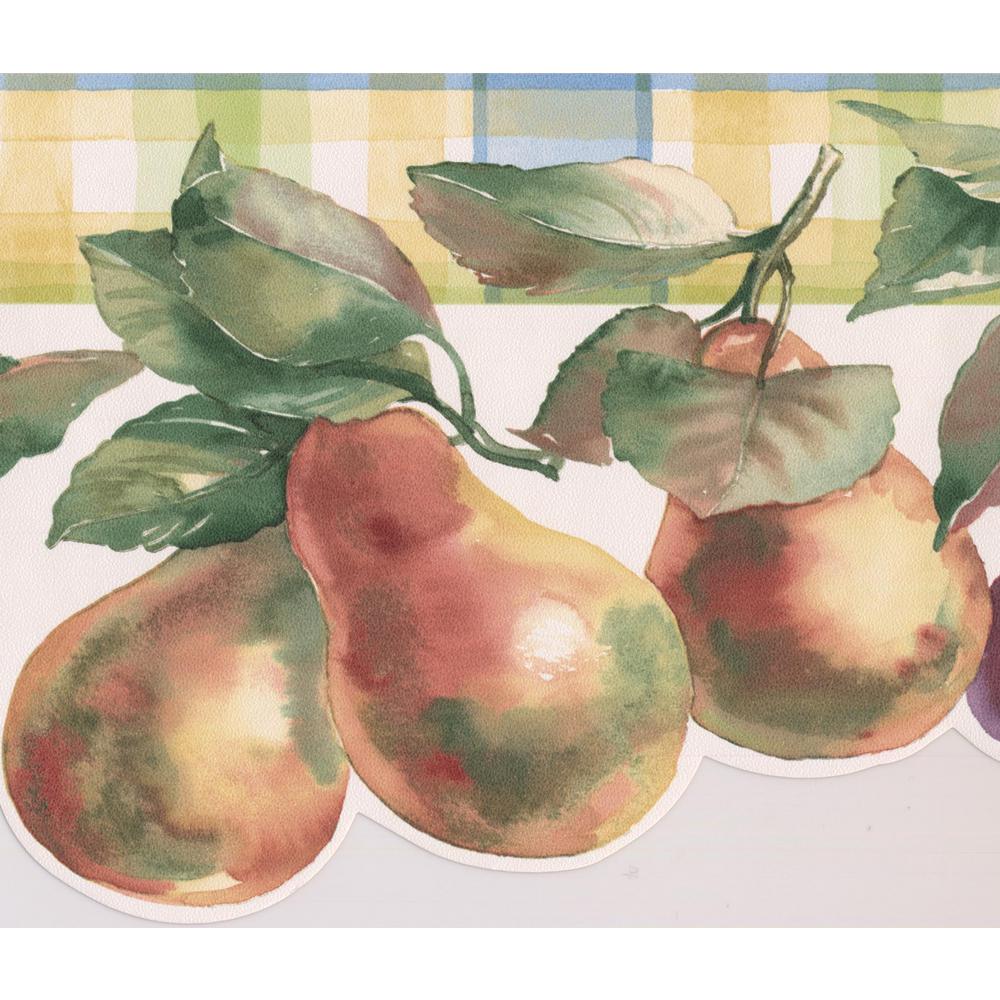 Norwall Faux Paint Apple Pear Grapes Plum Strawberry - HD Wallpaper 