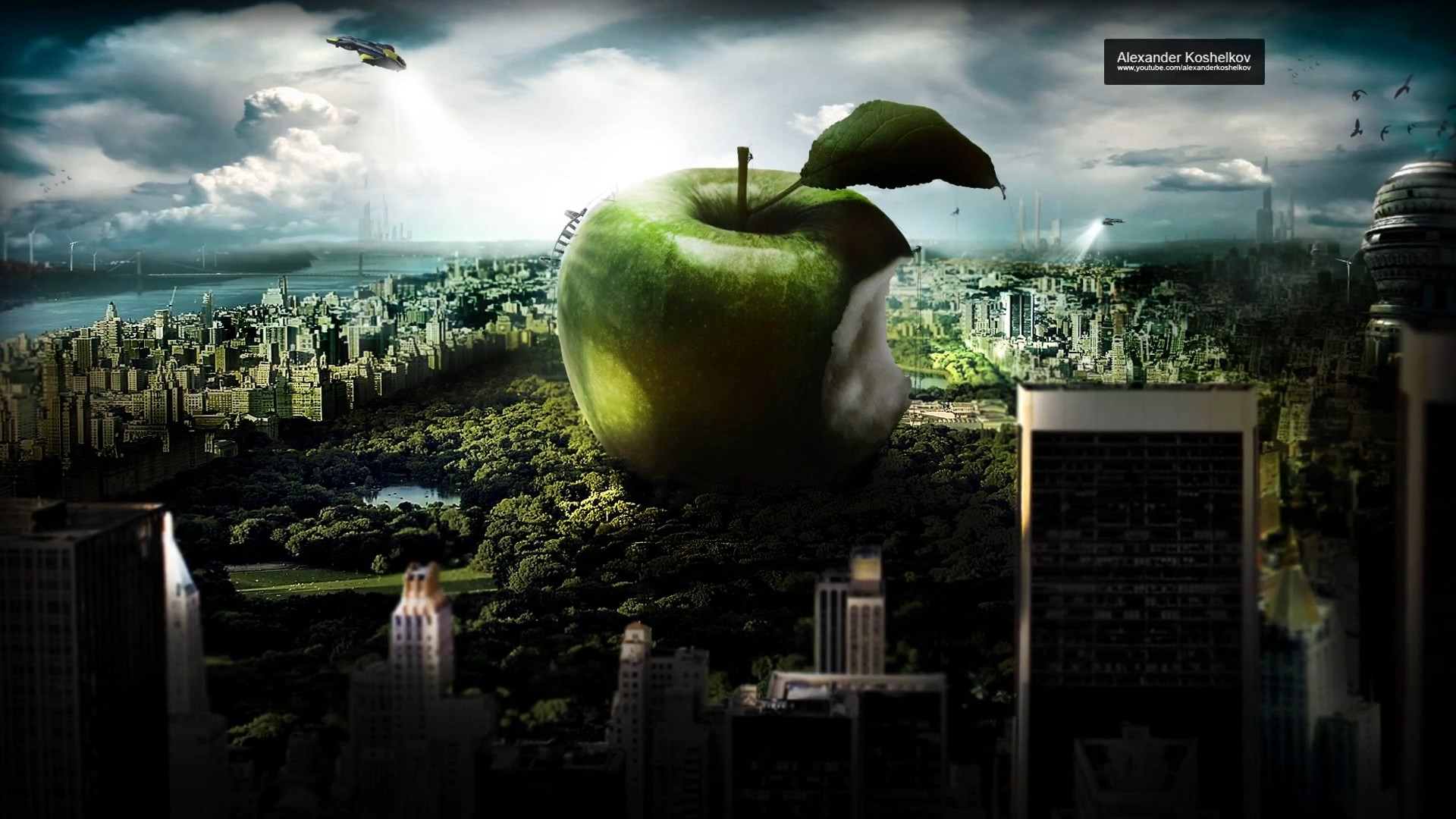 Imac Design Apples Cities Alexander Koshelkov Hd S - HD Wallpaper 