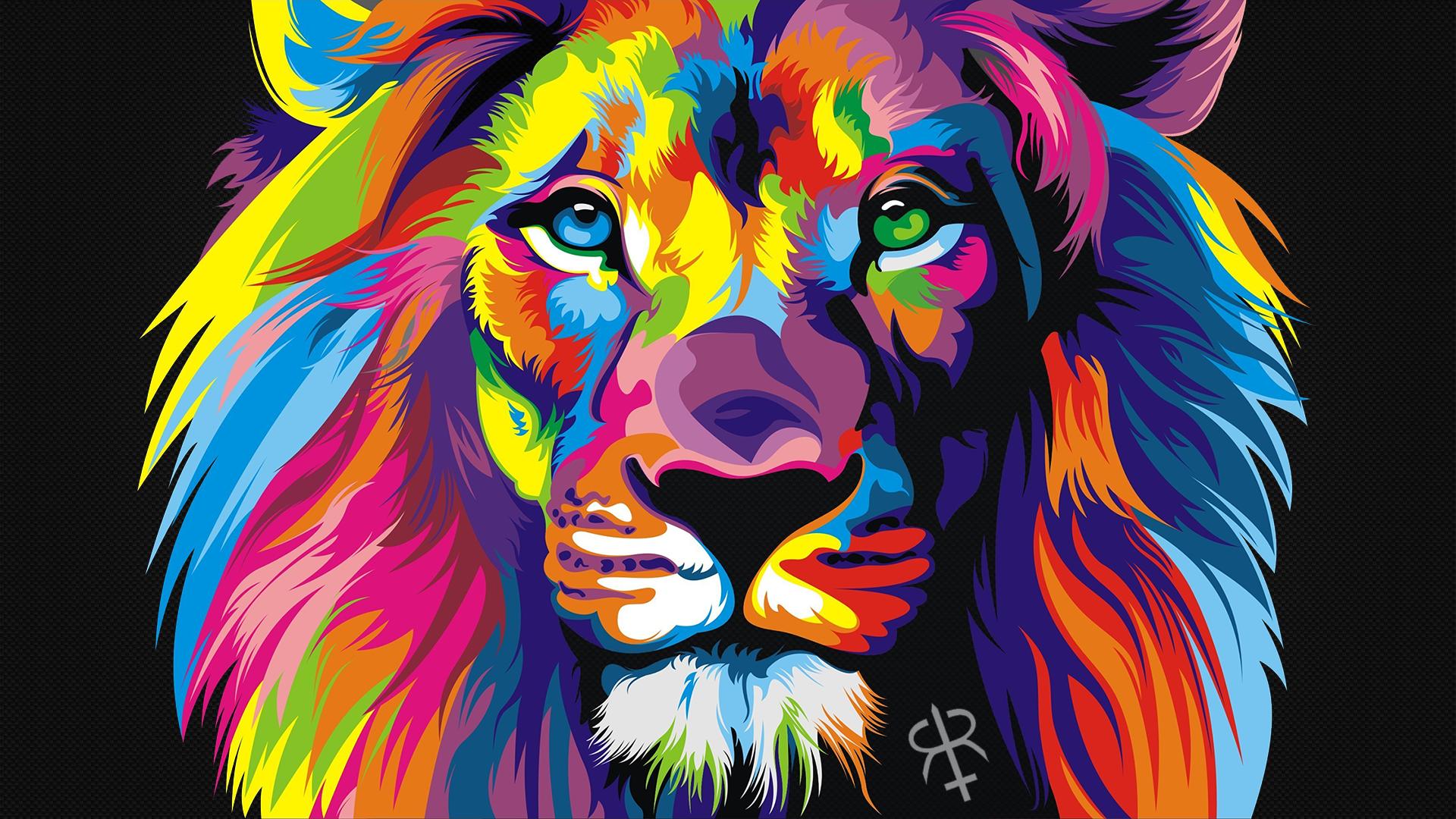 Colourful Lion - HD Wallpaper 