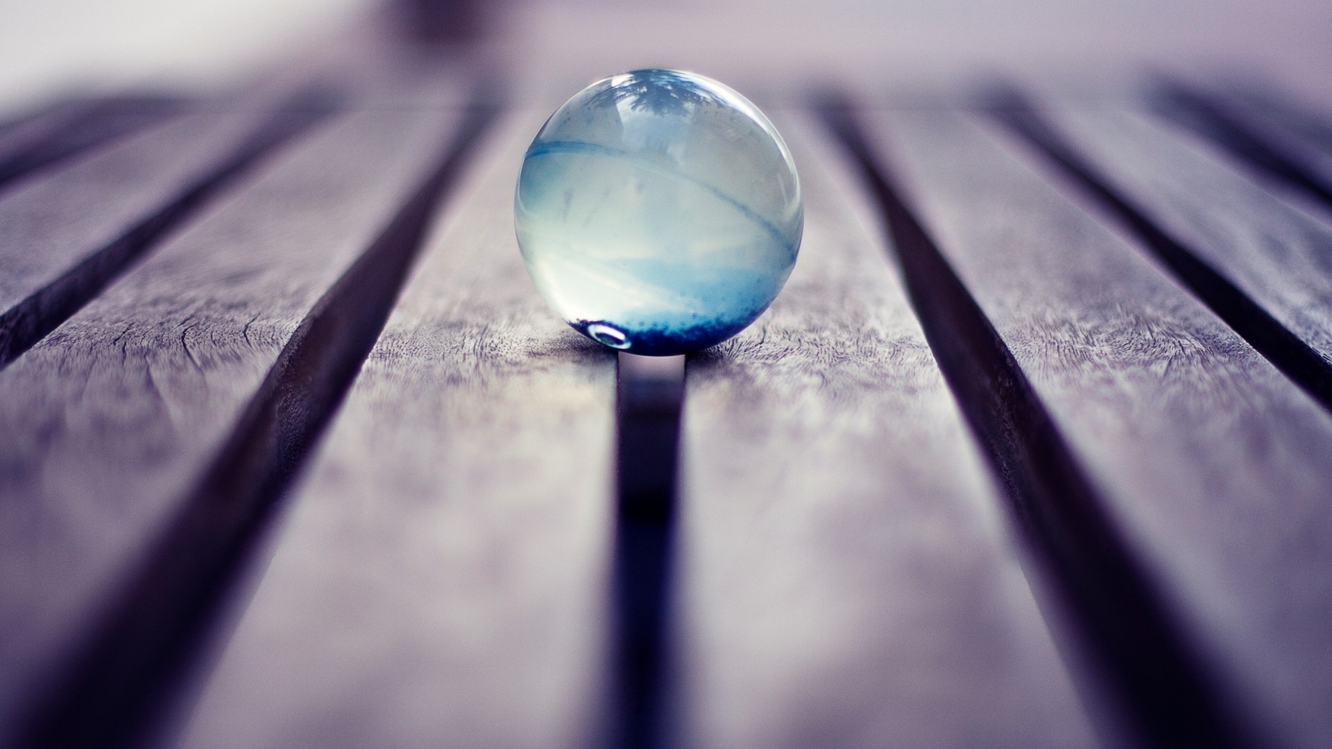 Glass Ball On Wood - HD Wallpaper 
