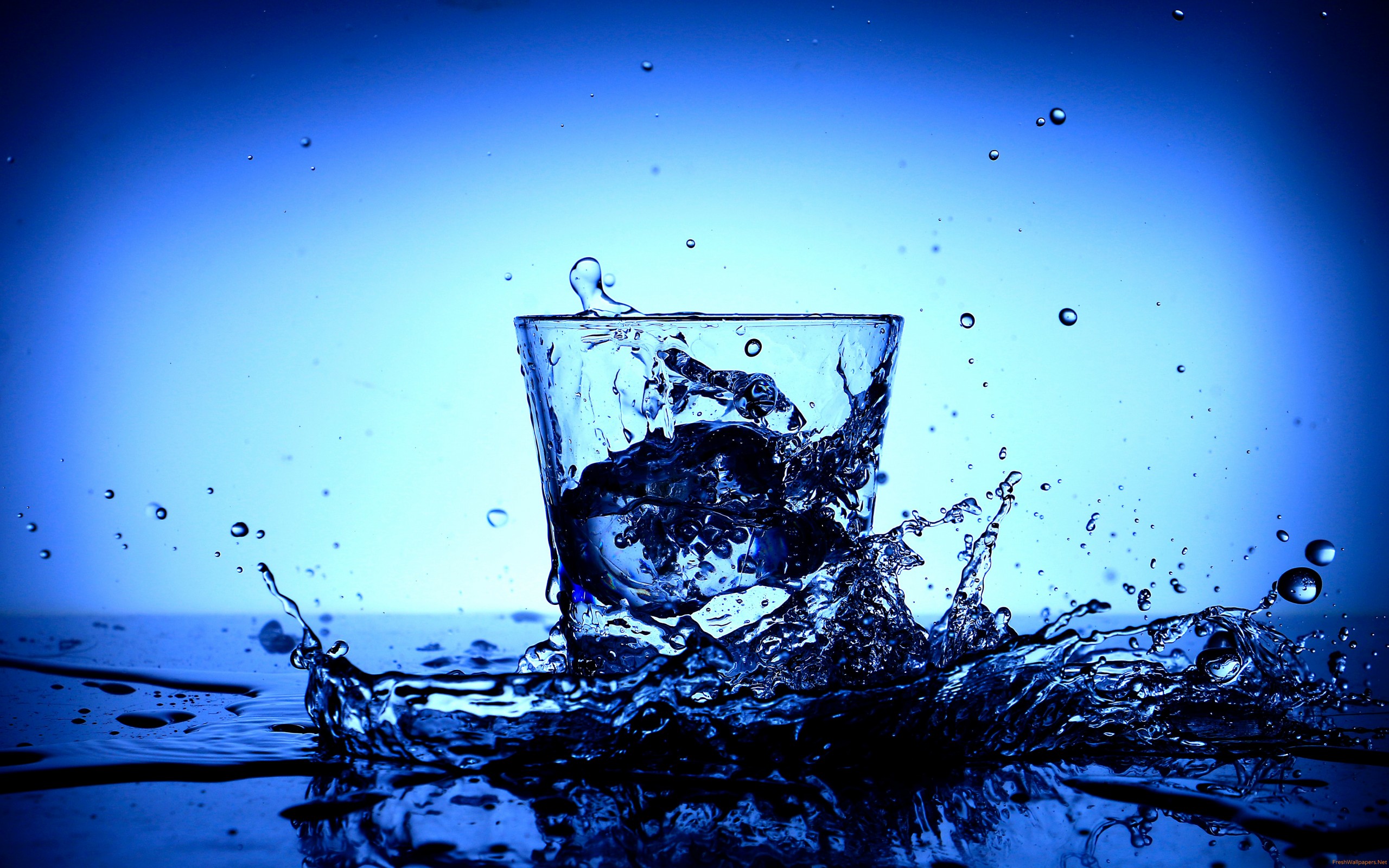 Blue Water Glass Hd - HD Wallpaper 