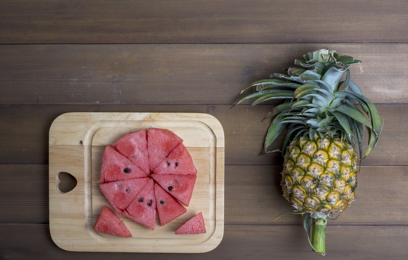 Photo Wallpaper Background, Watermelon, Pineapple - Pineapple - HD Wallpaper 