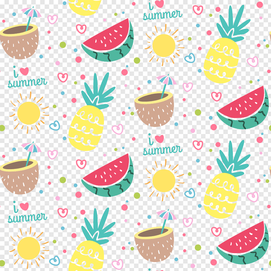 Pineapple And Watermelons, Summer Fruit Summer Fruit, - Pattern Summer Fruit Png - HD Wallpaper 