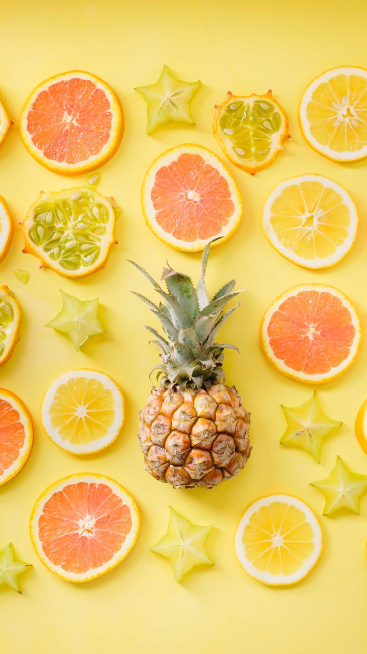 Citrus, Lemon, Pineapple, Fruits, Slices, Wallpaper - Обои Цитрус На Телефон - HD Wallpaper 
