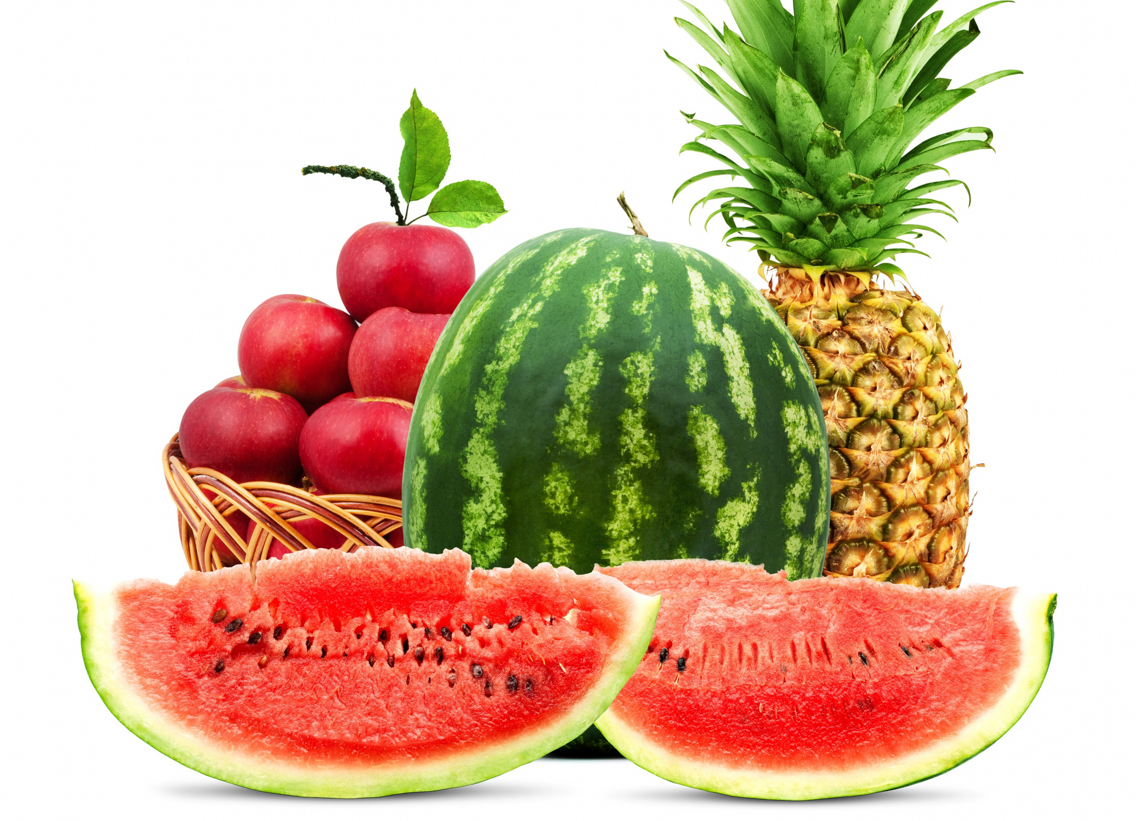 Pineapple And Watermelon Fruits - HD Wallpaper 