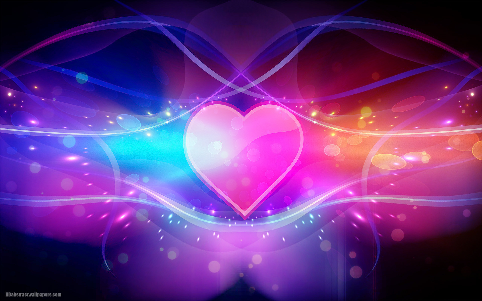 Colorful Abstract Wallpaper With Pink Love Heart Â - Blue And Purple Heart - HD Wallpaper 