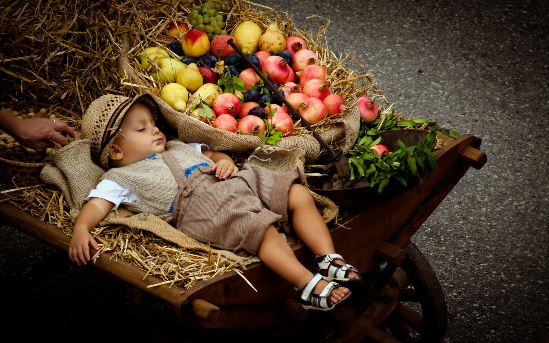 Wallpaper Cute Boy Sleeping, Stroller, Fruits - Cute Boy Amazing Wall Paper - HD Wallpaper 