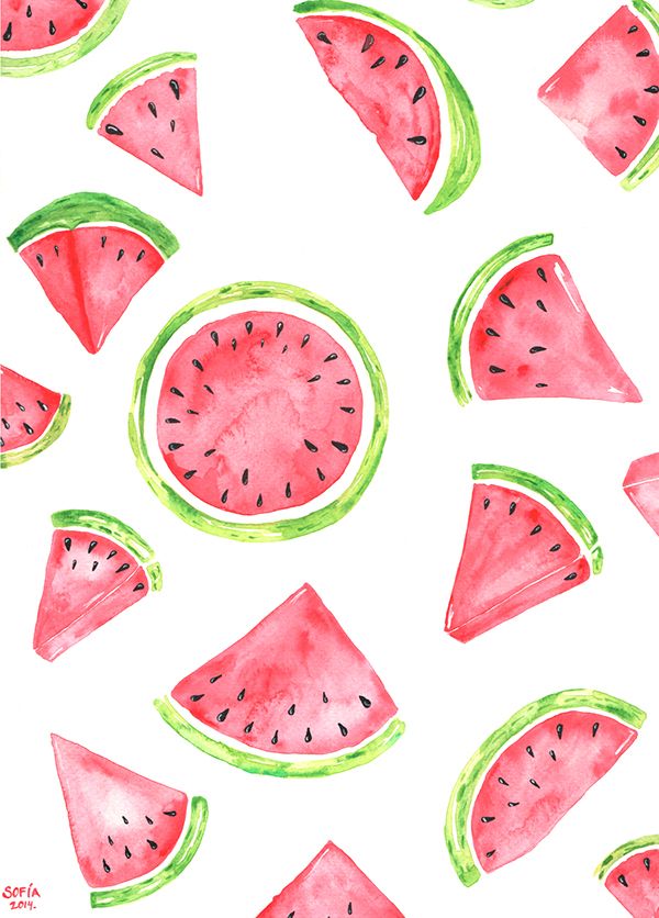 Watercolor Watermelon Background - HD Wallpaper 