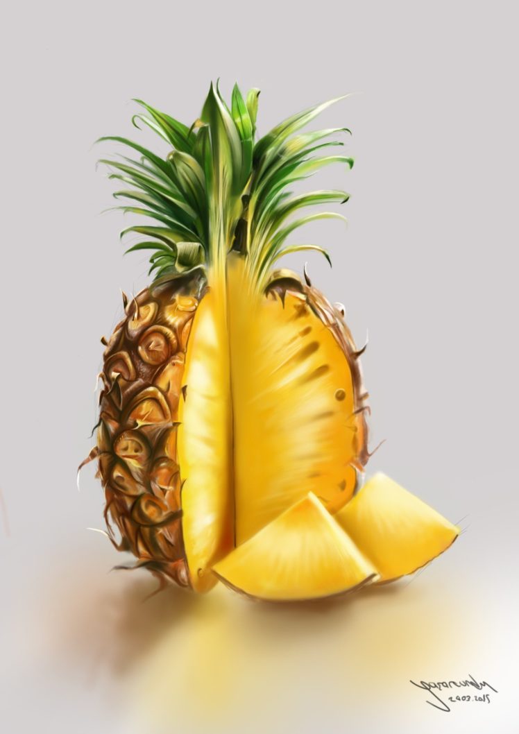 Pineapple Digital Painting - HD Wallpaper 