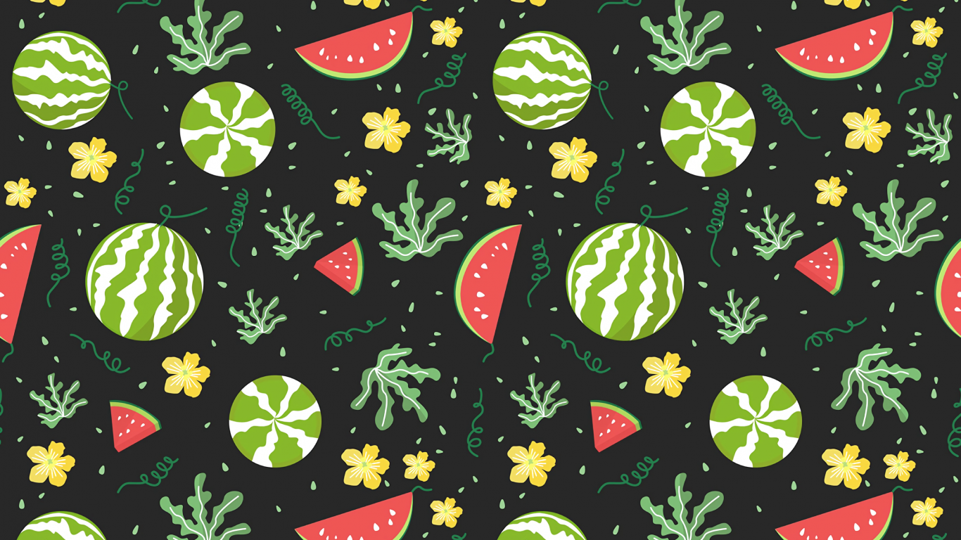 Watermelons, Fruits, Pattern, Digital Art, Wallpaper - Fruit Illustration Hd - HD Wallpaper 