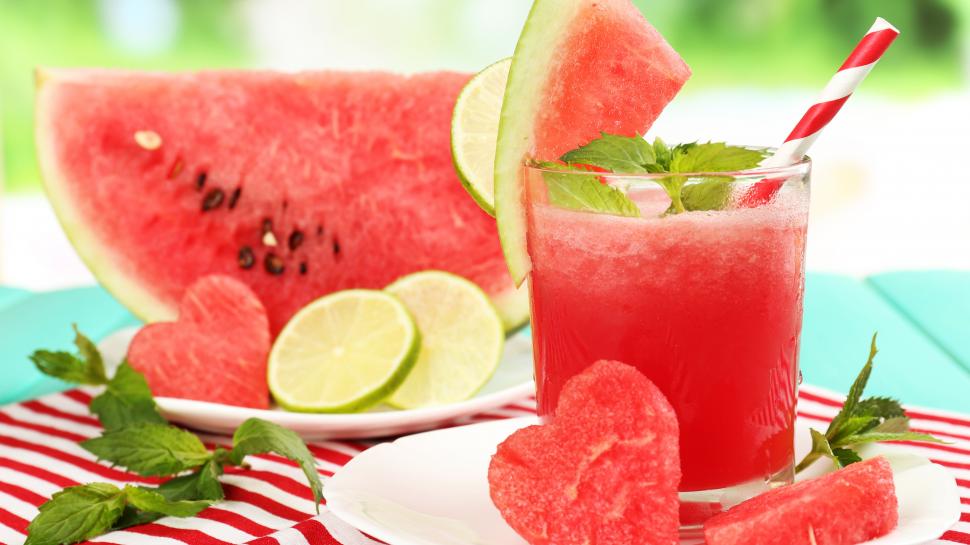 Watermelon, Slices, Juice, Love Hearts, Summer Drinks - Watermelon Drink - HD Wallpaper 