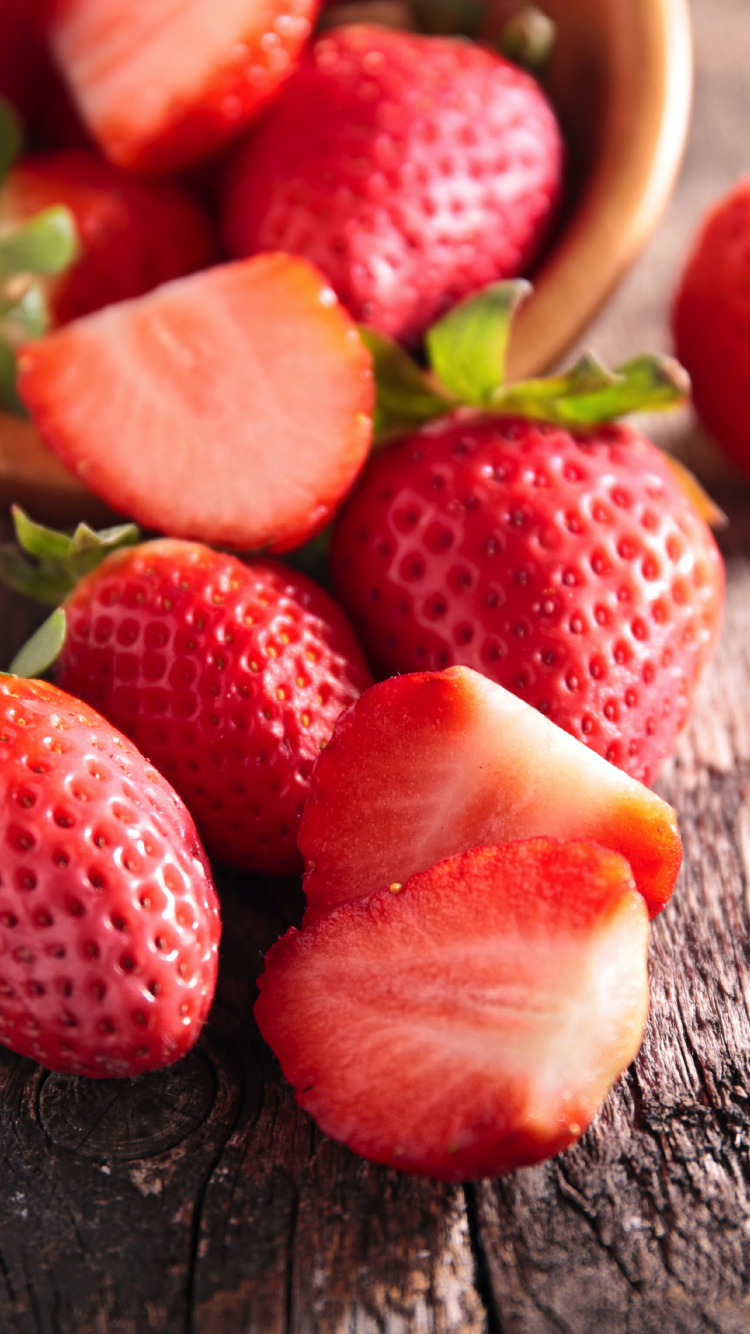 Strawberry, Fruits, Berries, Basket, Slices, Wallpaper - Full Hd Strawberry  Mobile - 750x1334 Wallpaper 